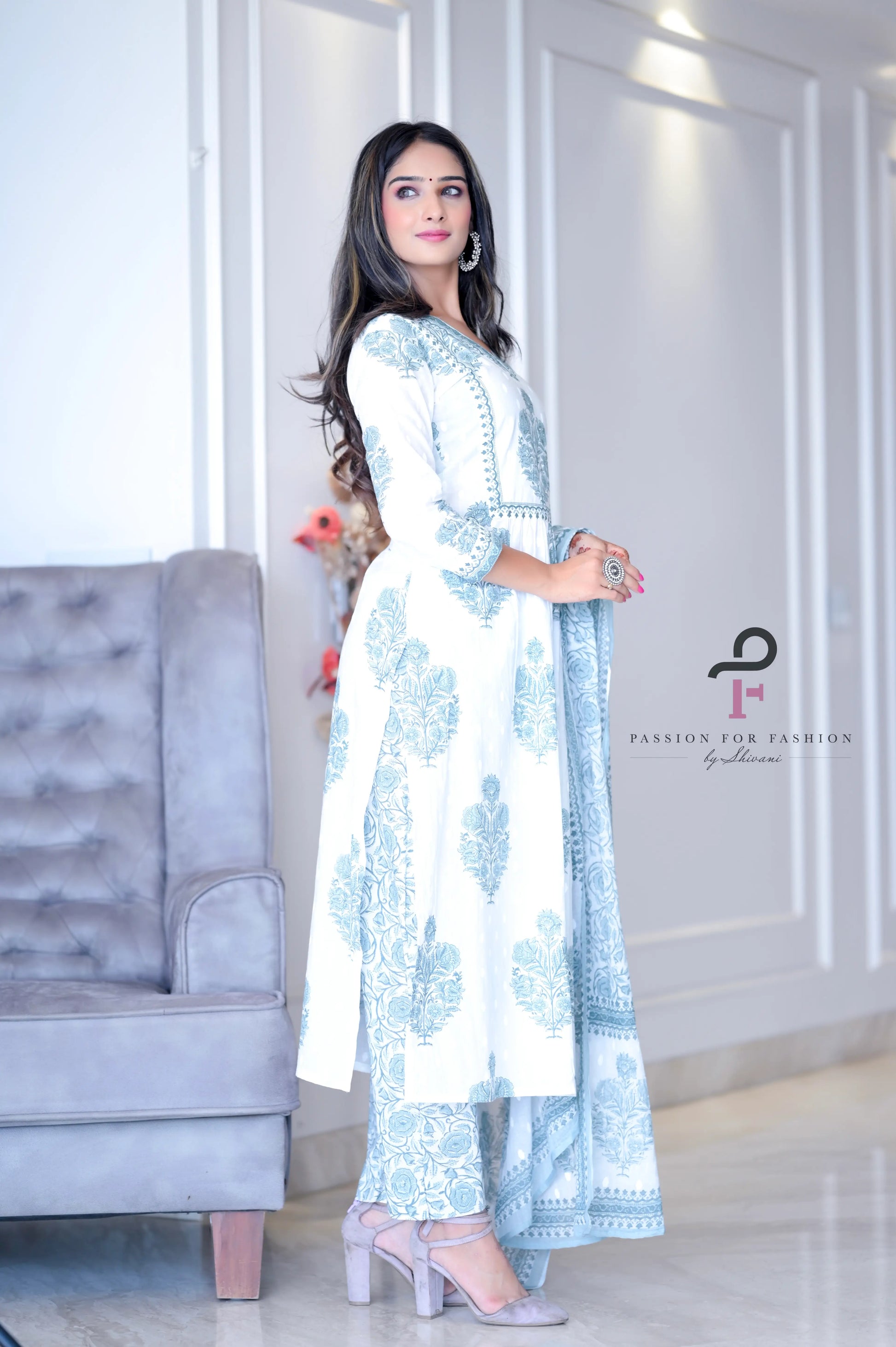 Dreamy Block Meher Embroidered Suit Set - Passion for Fashion by Shivani