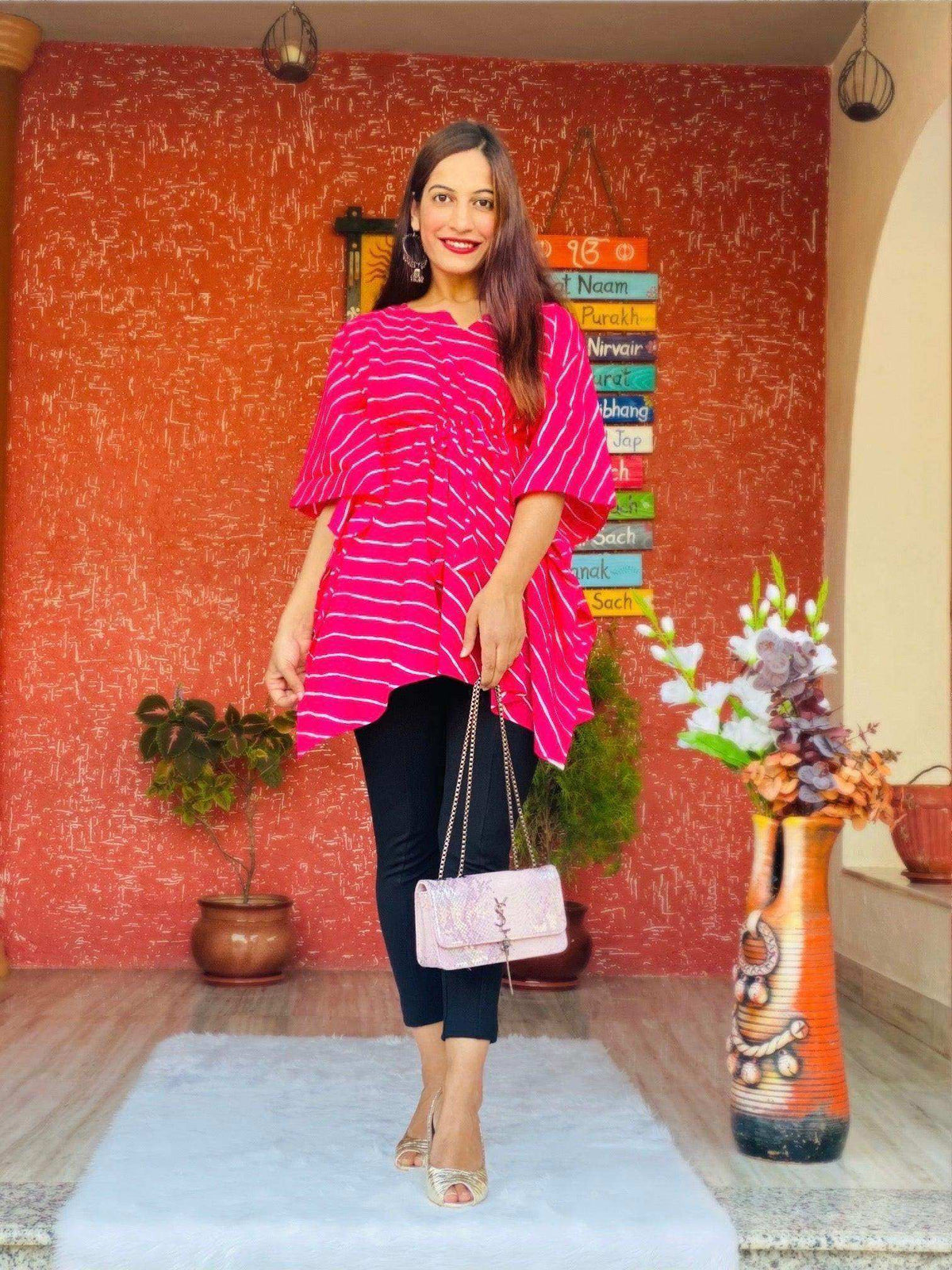 Pretty In Pink Lehriya Kaftan Top - Passion for Fashion by Shivani