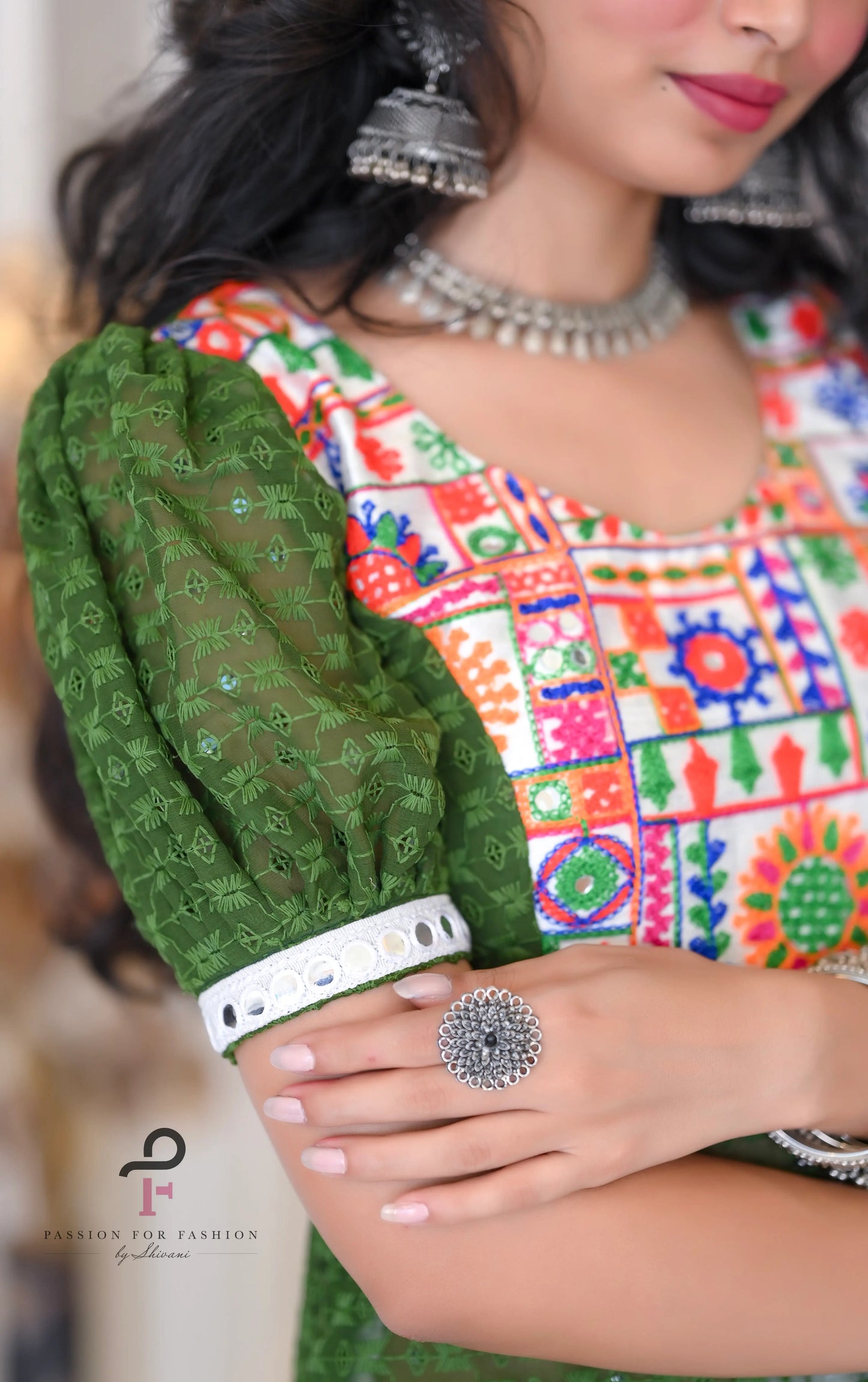 Verdant Green Embroidered Gulnaz Kurta