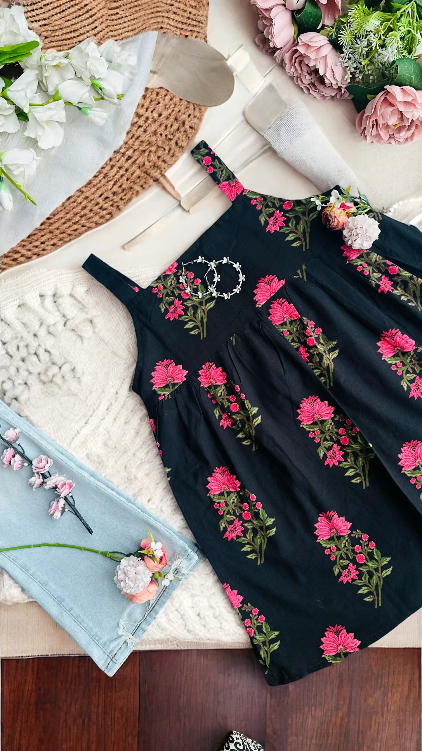 Pitch Block Floral Gulnaz Short Kurta