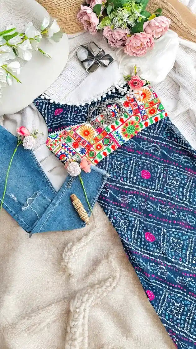 Dazzle Blue Bandhej Gulnaz Kurta