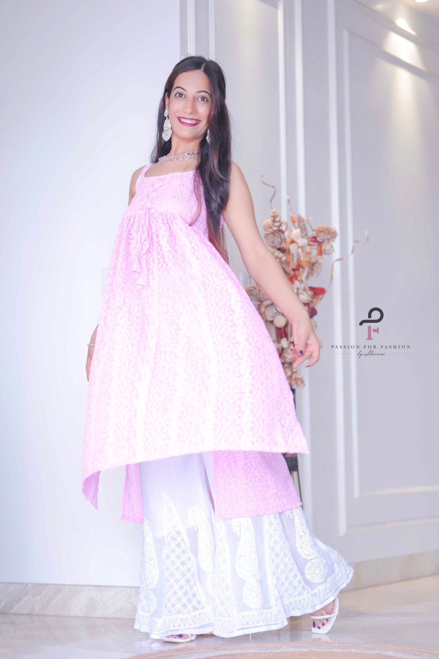 Blush Pink Dori Gulnaz Embroidered Kurta