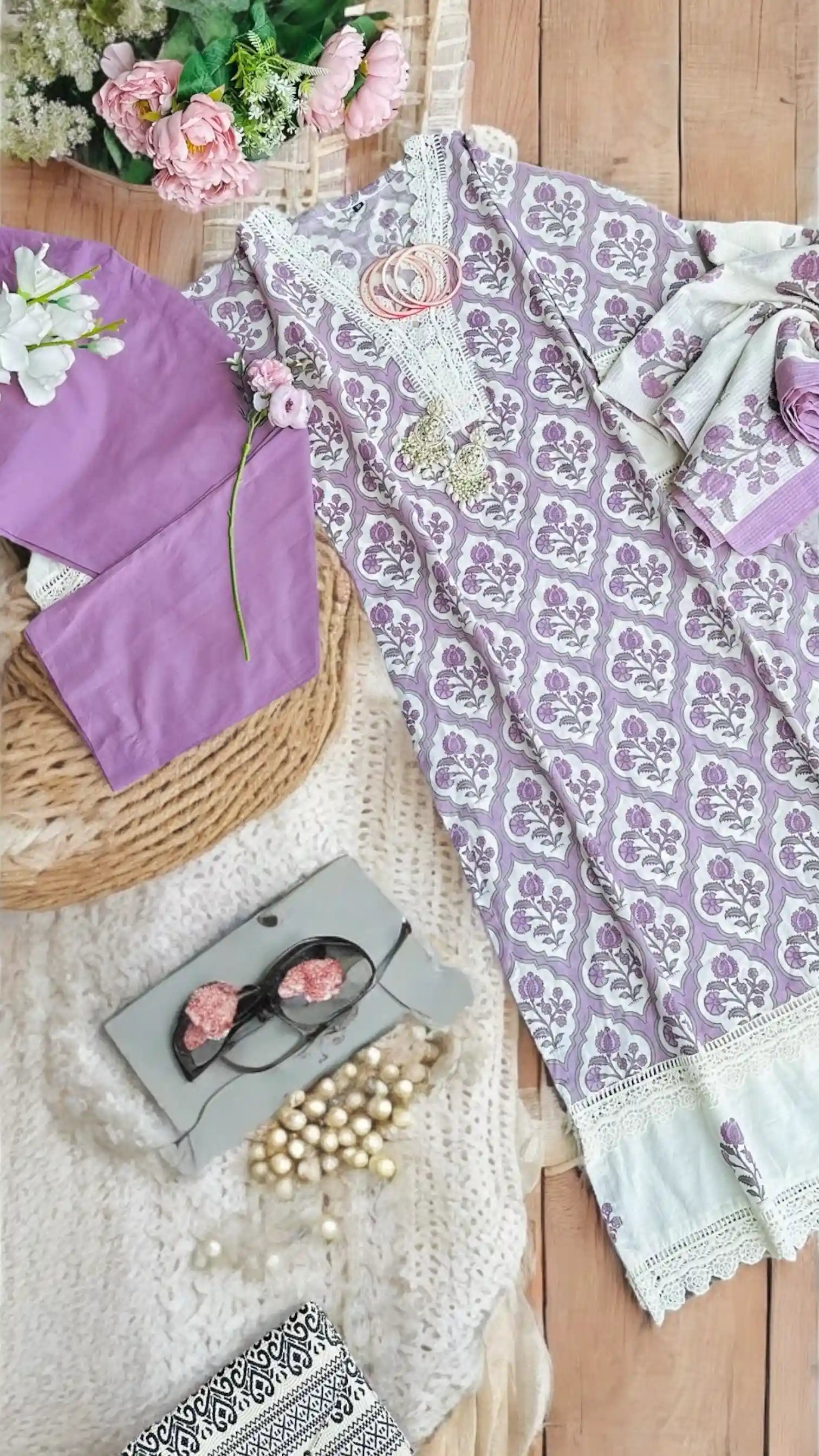 Lilac Block Meher Suit Set - Passion for Fashion by Shivani