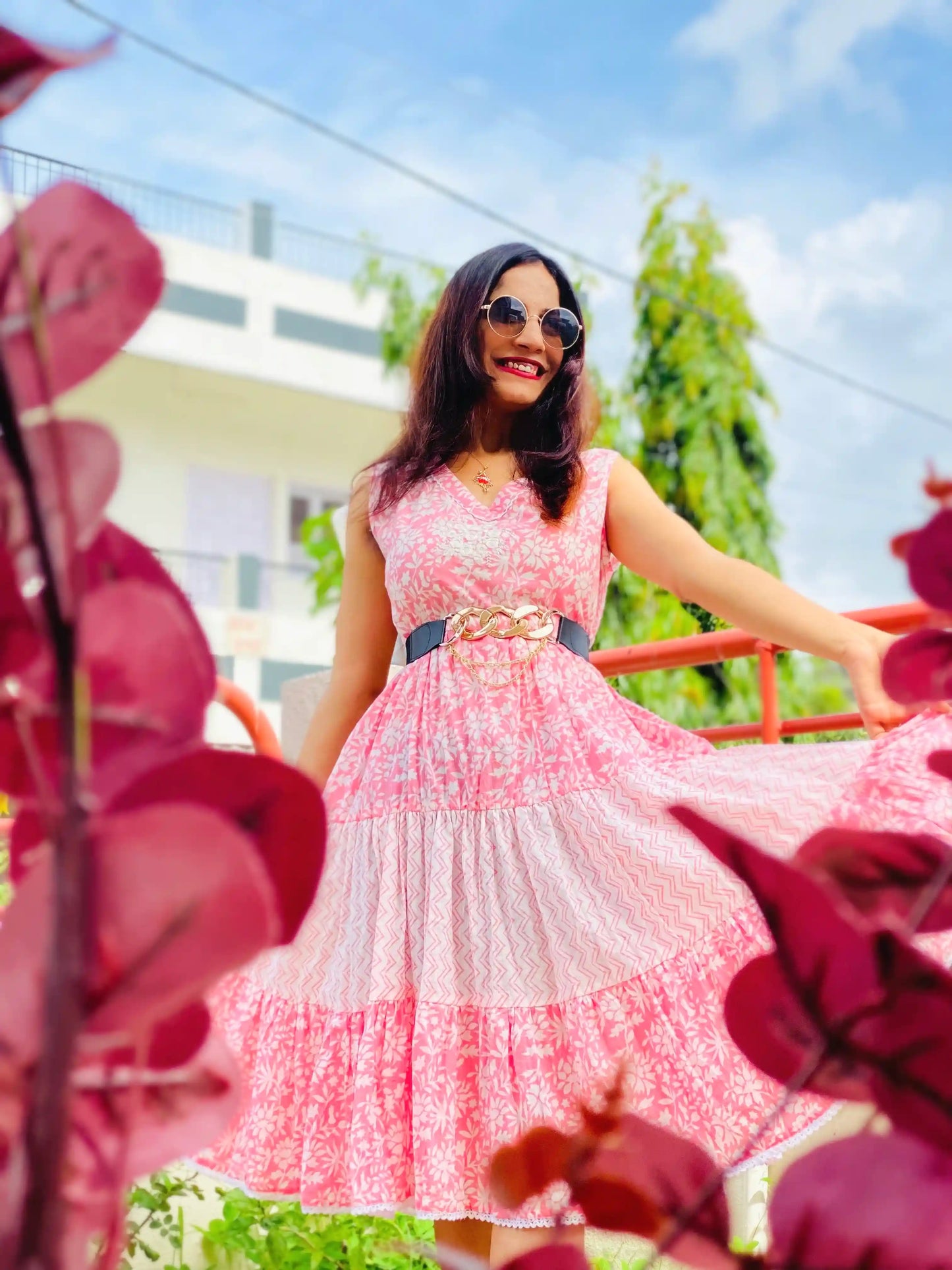 Pearl Pink Jaipuri Frill Twirl Dress