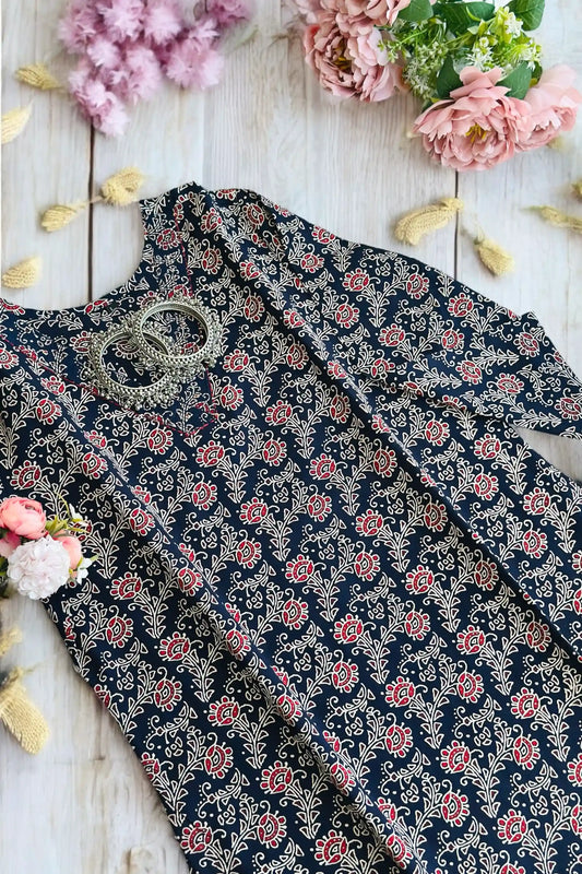 Dark Blue Mul Budget Kurta - Passion for Fashion by Shivani