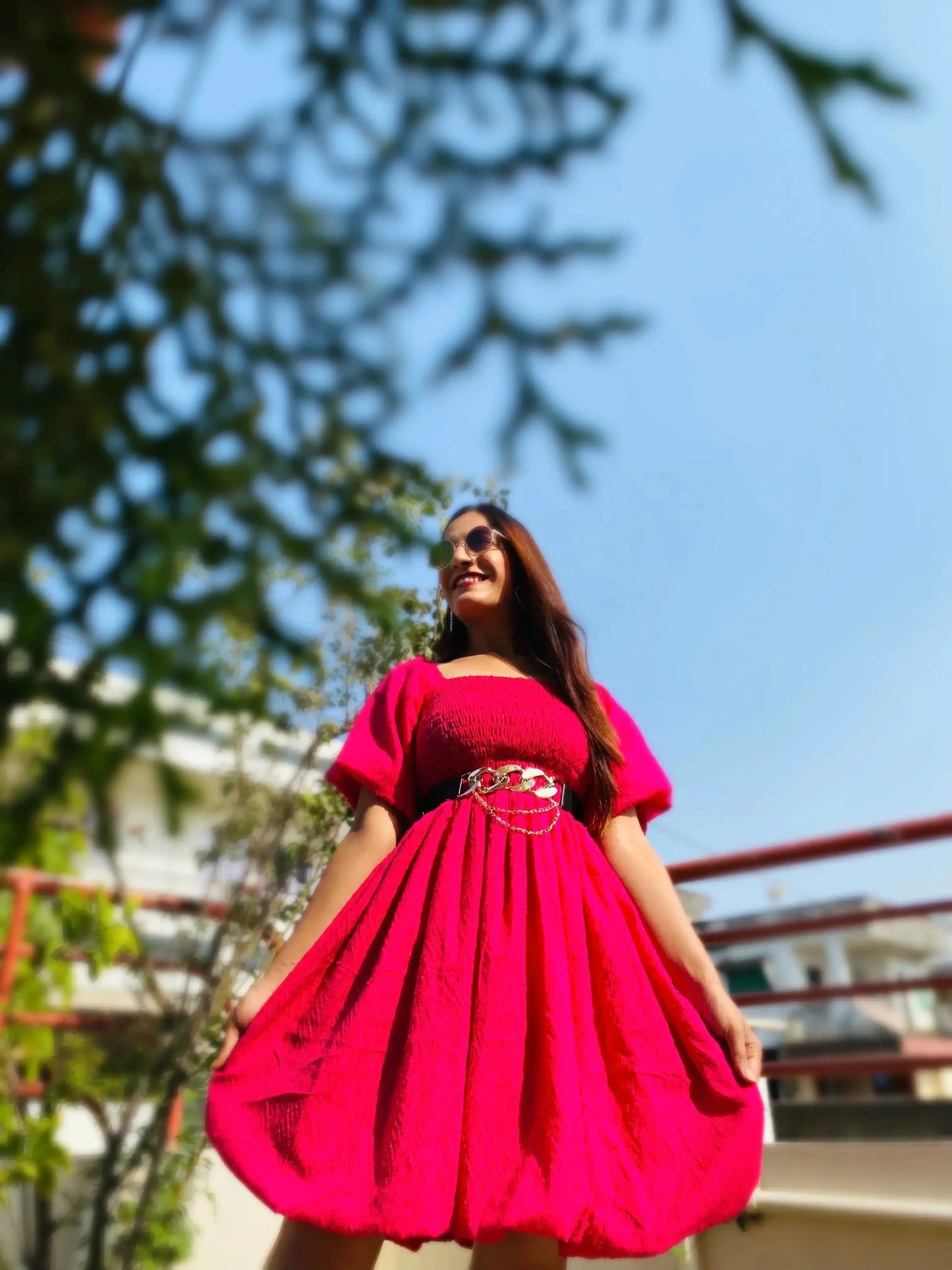 Eliza Pink Adjustable Smoky Dress - Passion for Fashion by Shivani