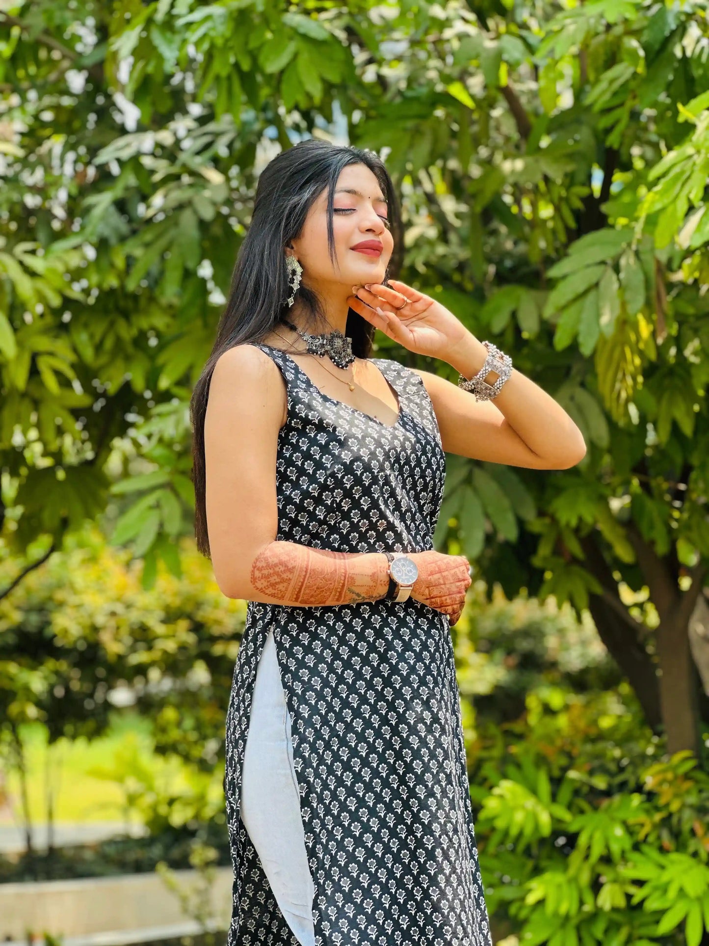 Black Jaipuri Mulmul Kurta