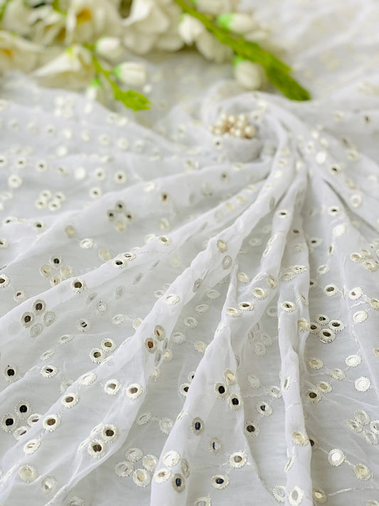 Whimsical White Mirror Fabric Cut - Passion for Fashion by Shivani