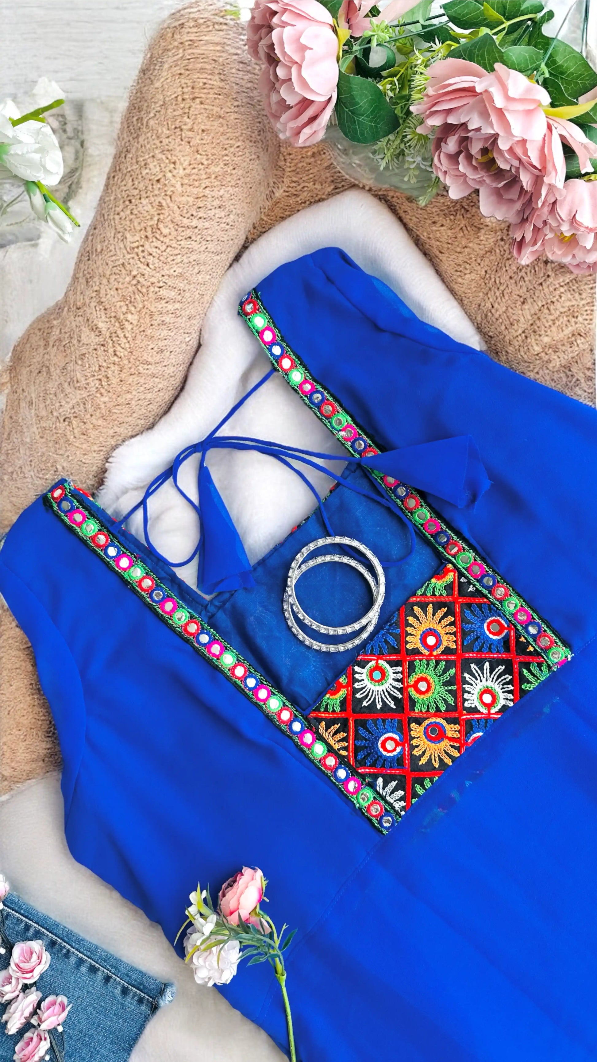 Hot Blue Gulnaz Embroidered Kurta - Passion for Fashion by Shivani