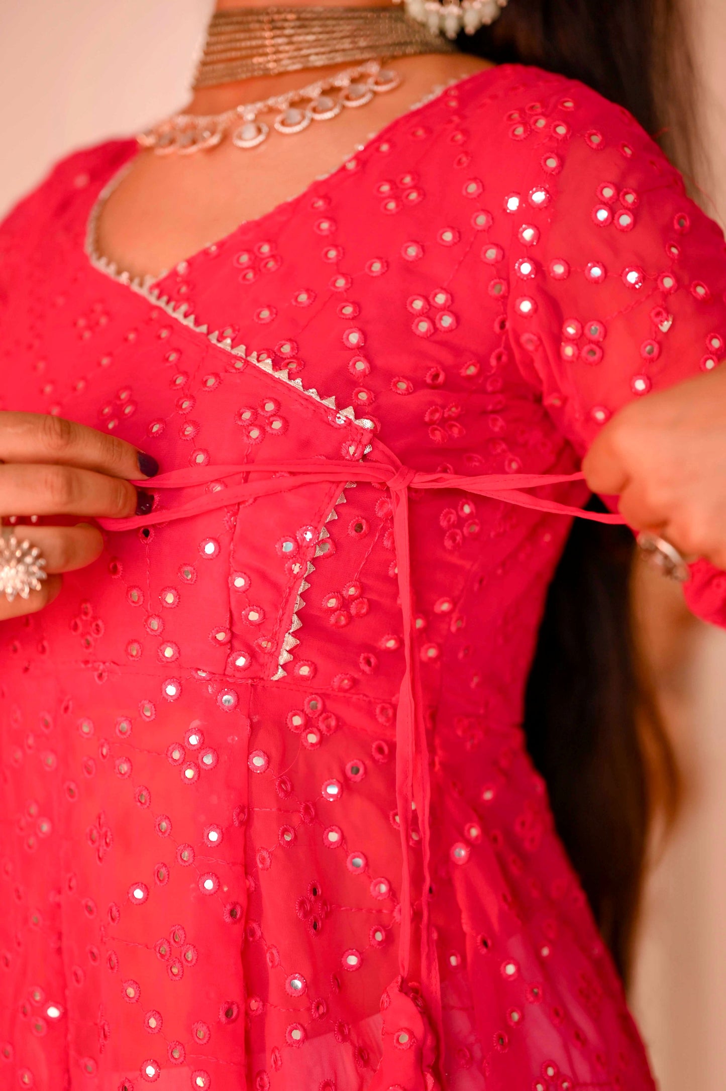 Hot Pink Gulnaz Embroidered Anarkali