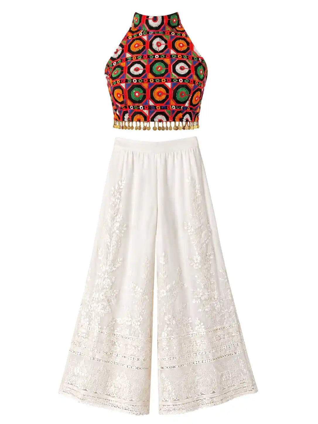 Embroidered Mandala Crop Top