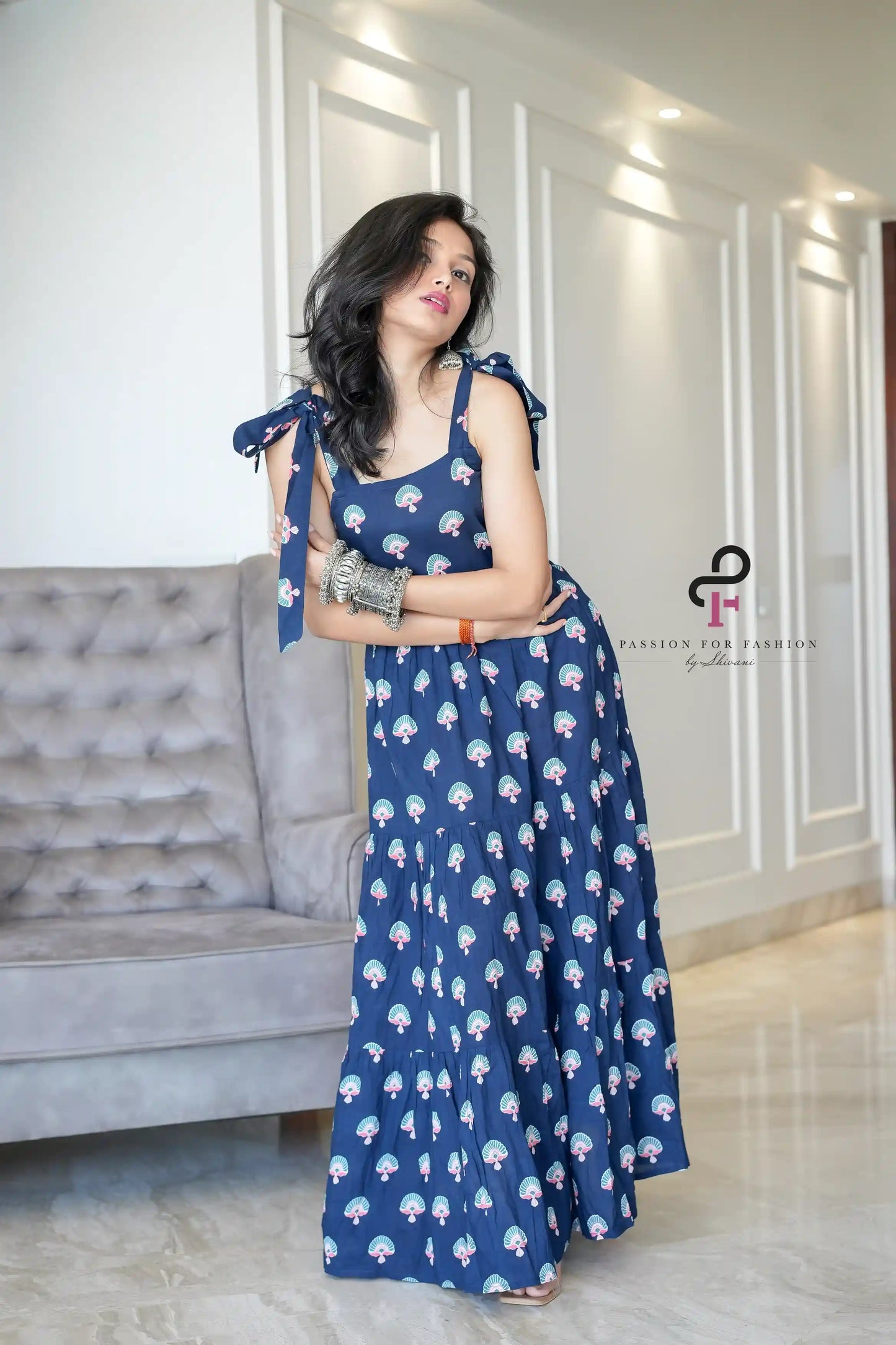 Swedish Blue Mulmul Twirl Dress