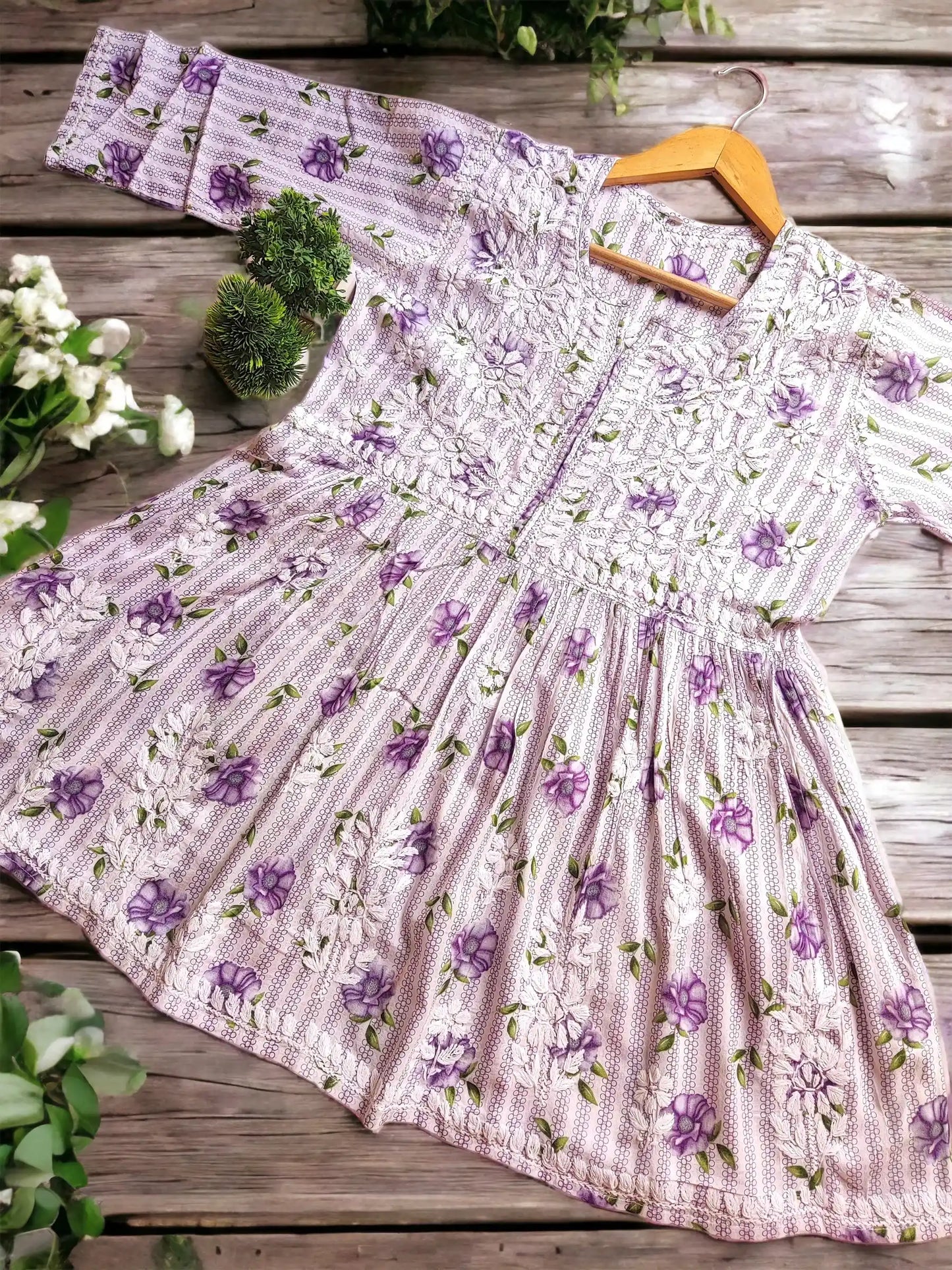 Blush Lilac Short Noor Chikan Top