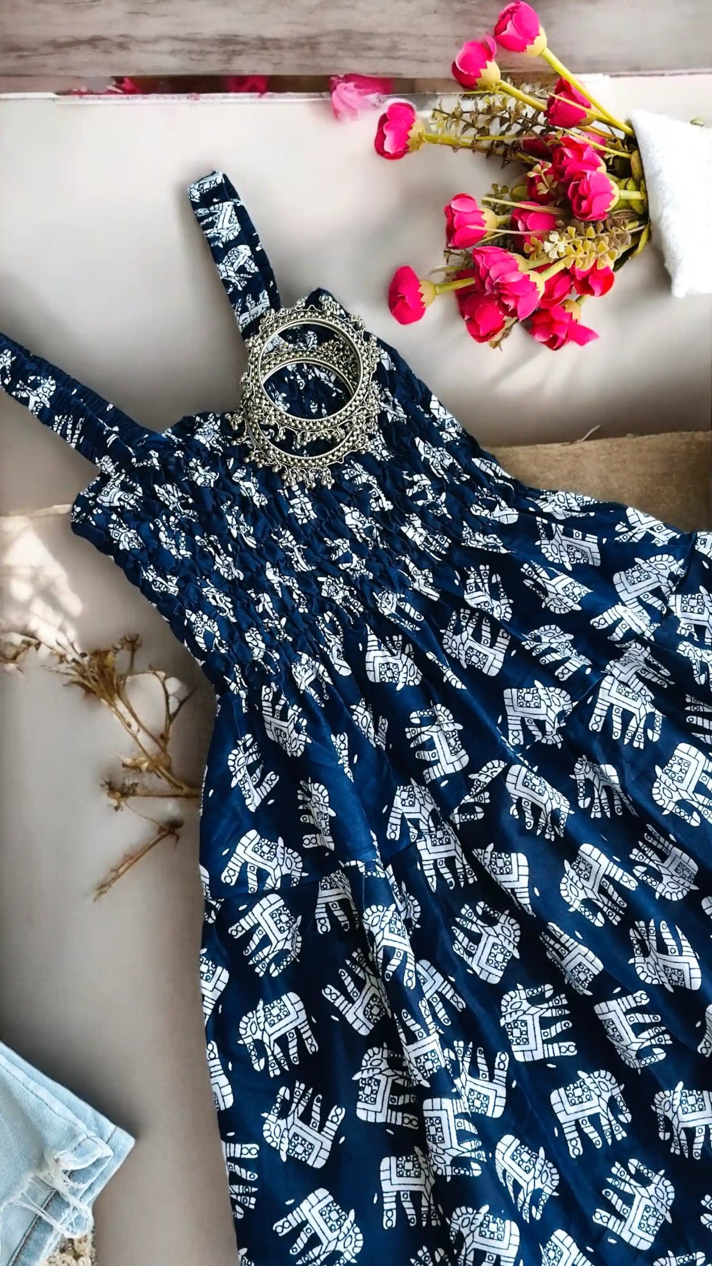 Indigo Blue Cute Jaipuri Peplum