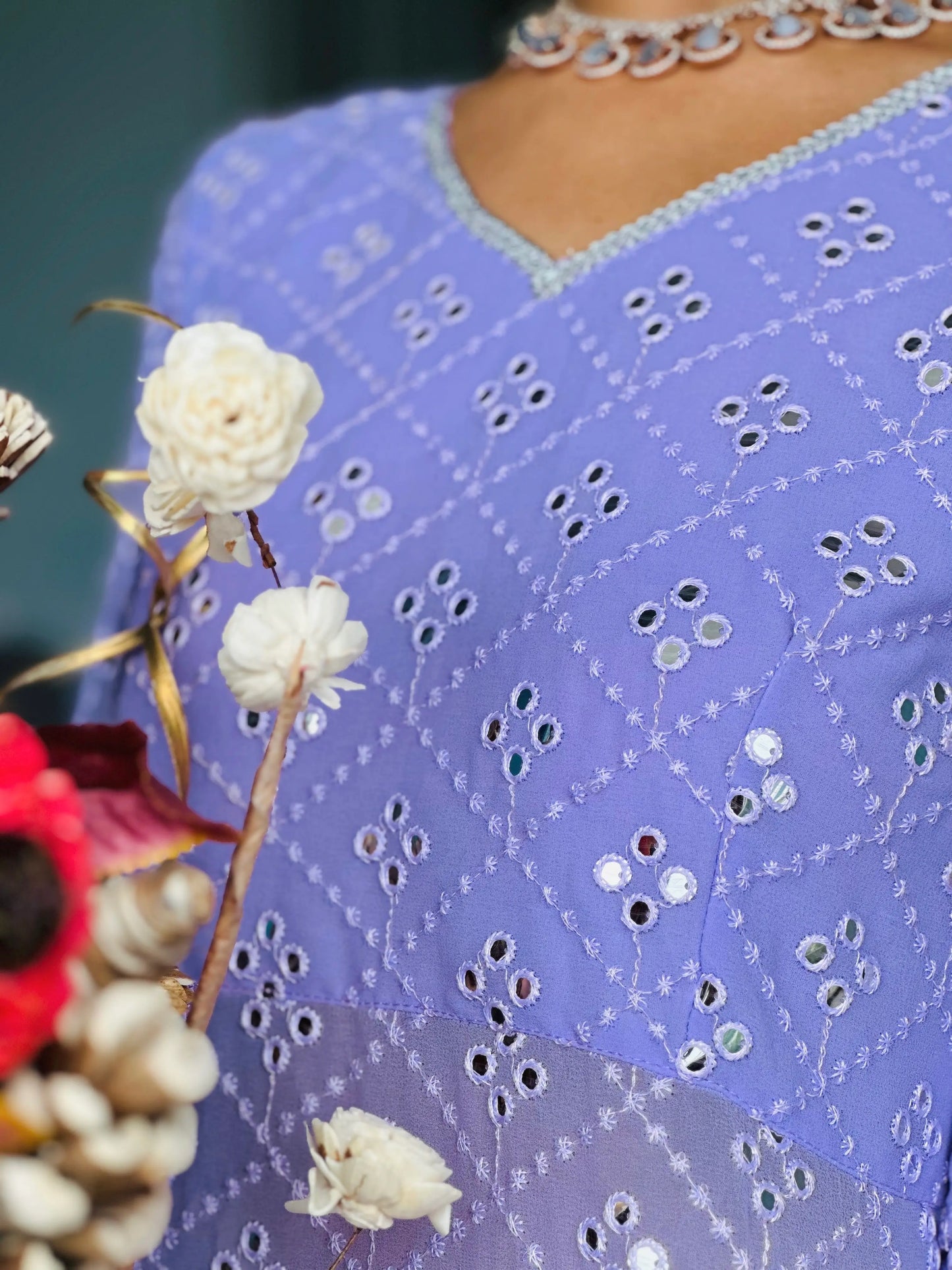Sheer Lilac Mirror Gulnaz Kurta