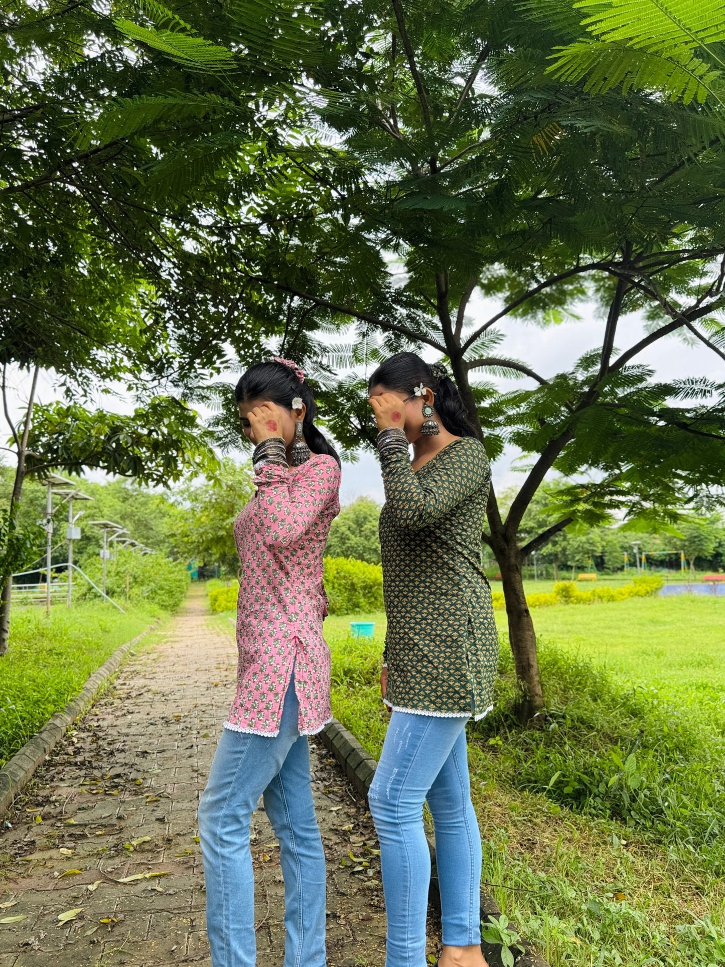 Gulmohar Green Handblock Kurti - Passion for Fashion by Shivani