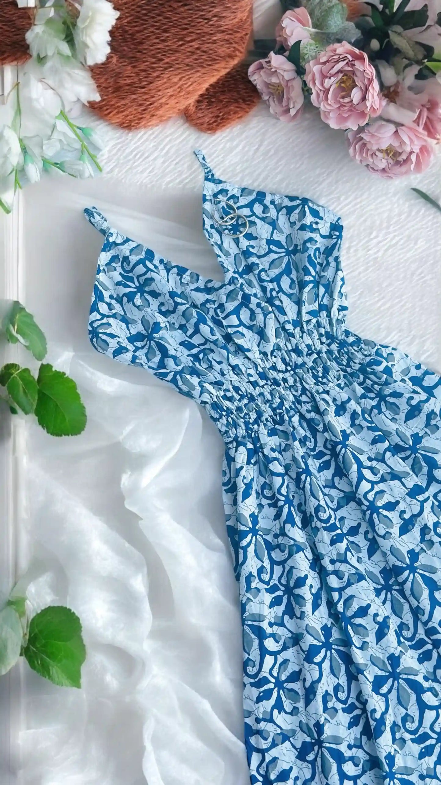 Batique Blue Smoky Twirl Dress