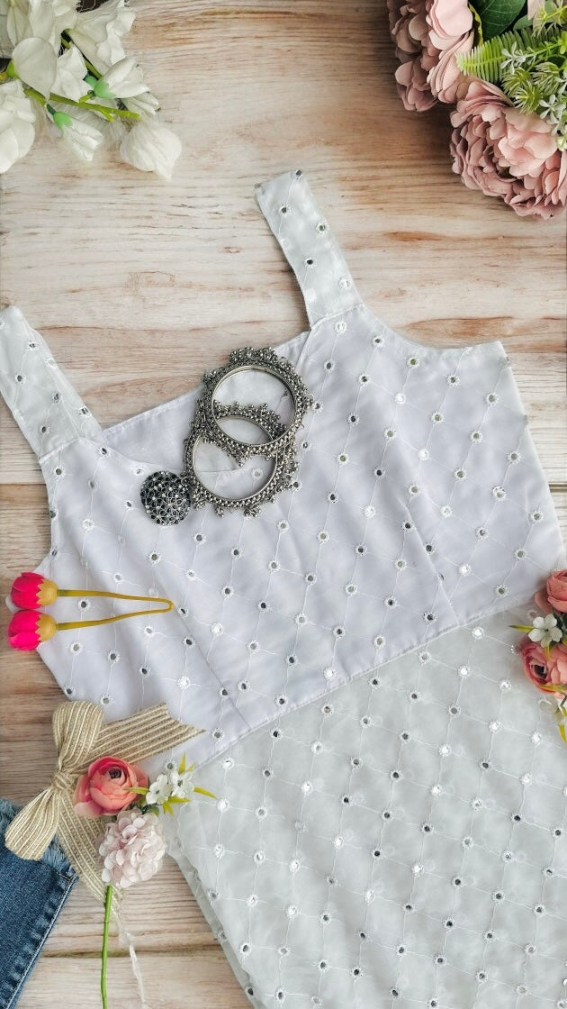 Whimsical White Mirror Gulnaz Kurta