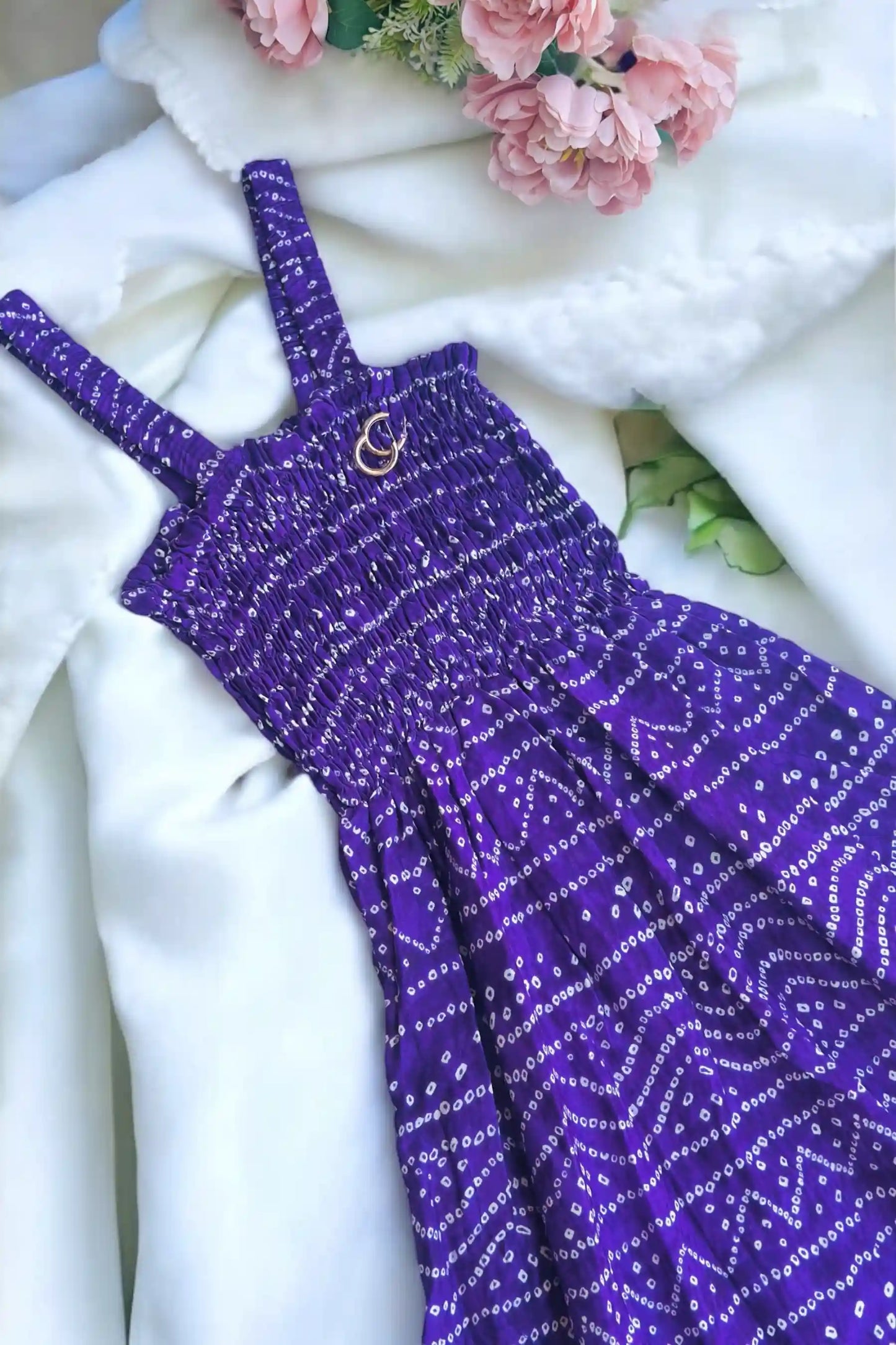 Purple Bandhej Smoky Twirl Dress