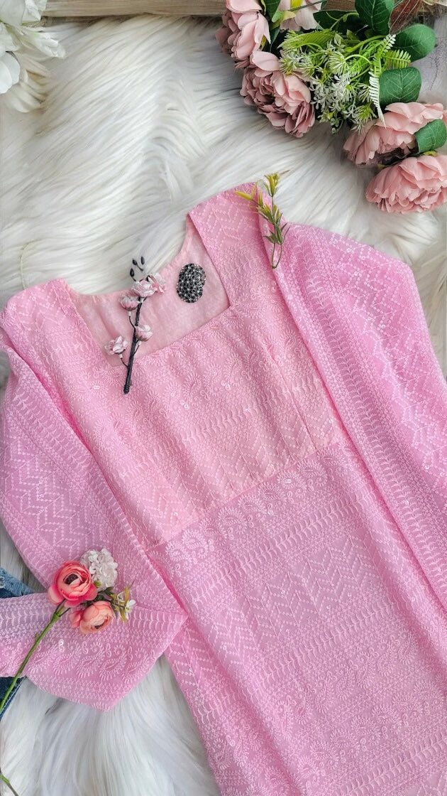 Blossom Pink Short Gulnaz Kurta