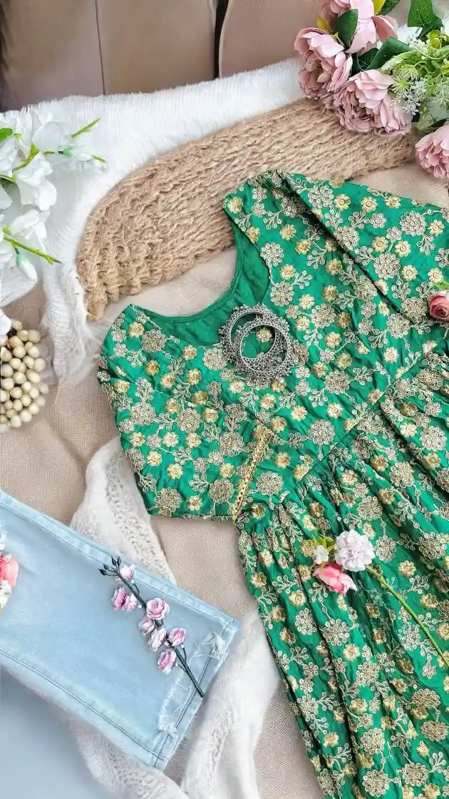 Emerald Bloom Brocade Peplum