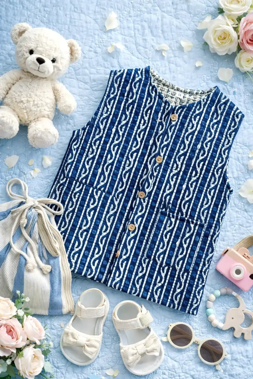 Blue Stripe Kids Jaipuri Jacket
