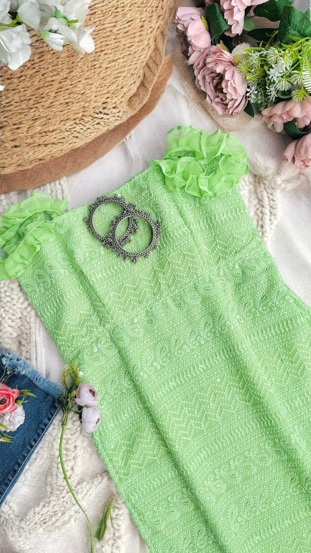 Soft Green Embroidered Gulnaz Kurta