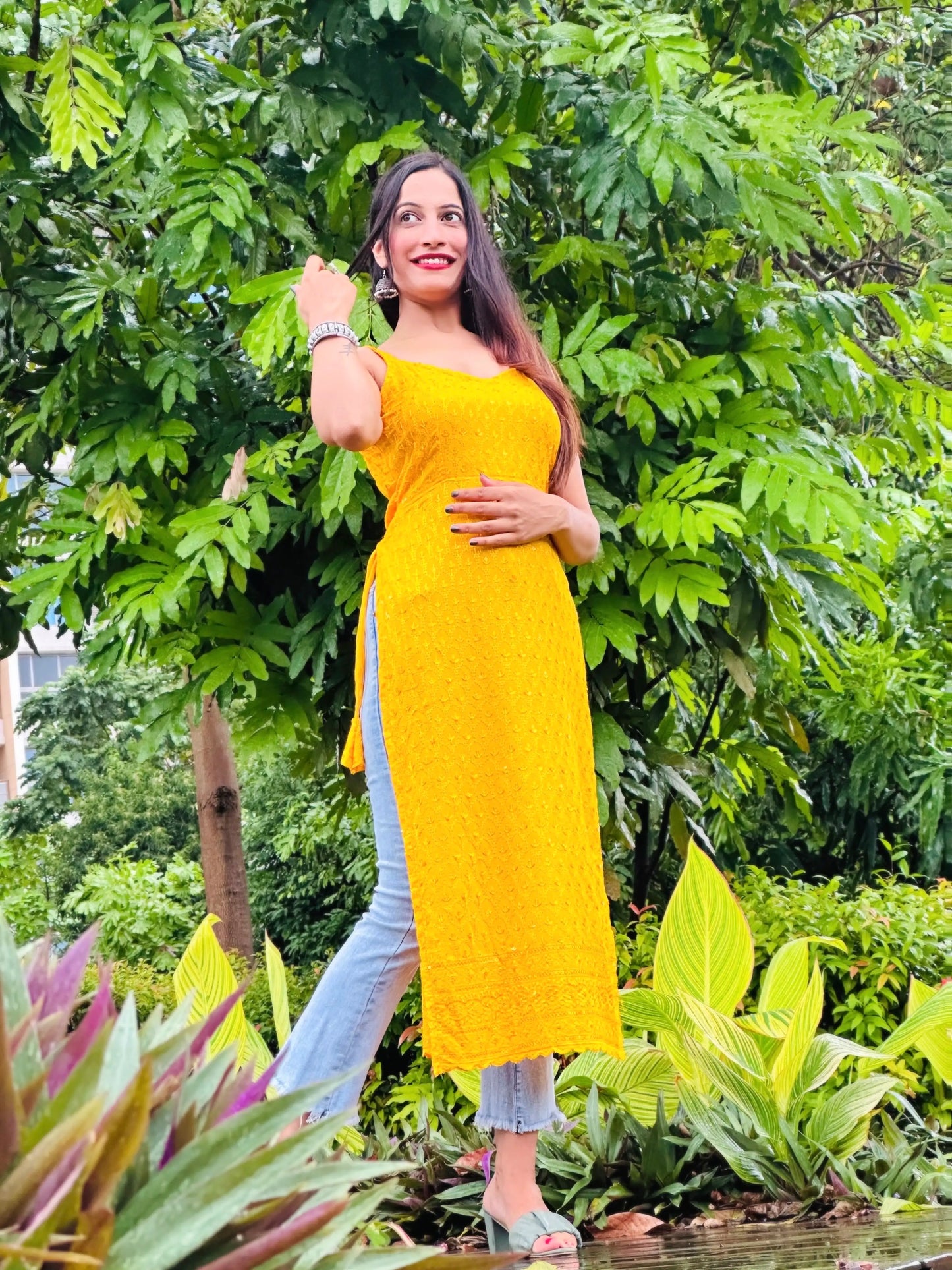Sunflower Yellow Sequence Gulnaz Kurta