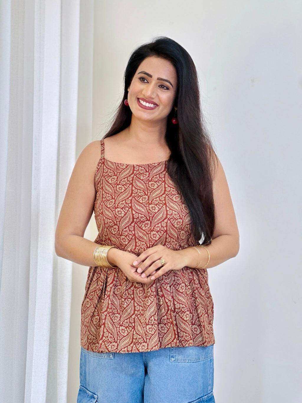 Soft Cotton Kalamkari Peplum Top - Passion for Fashion by Shivani