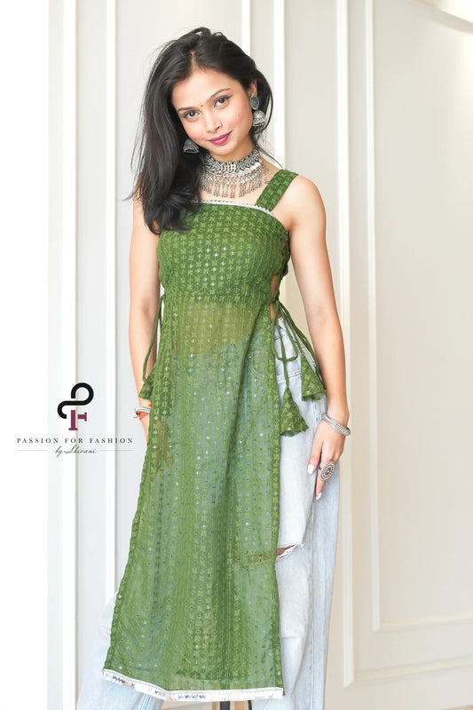 Lush Green Embroidered Dori Gulnaz Kurta - Passion for Fashion by Shivani