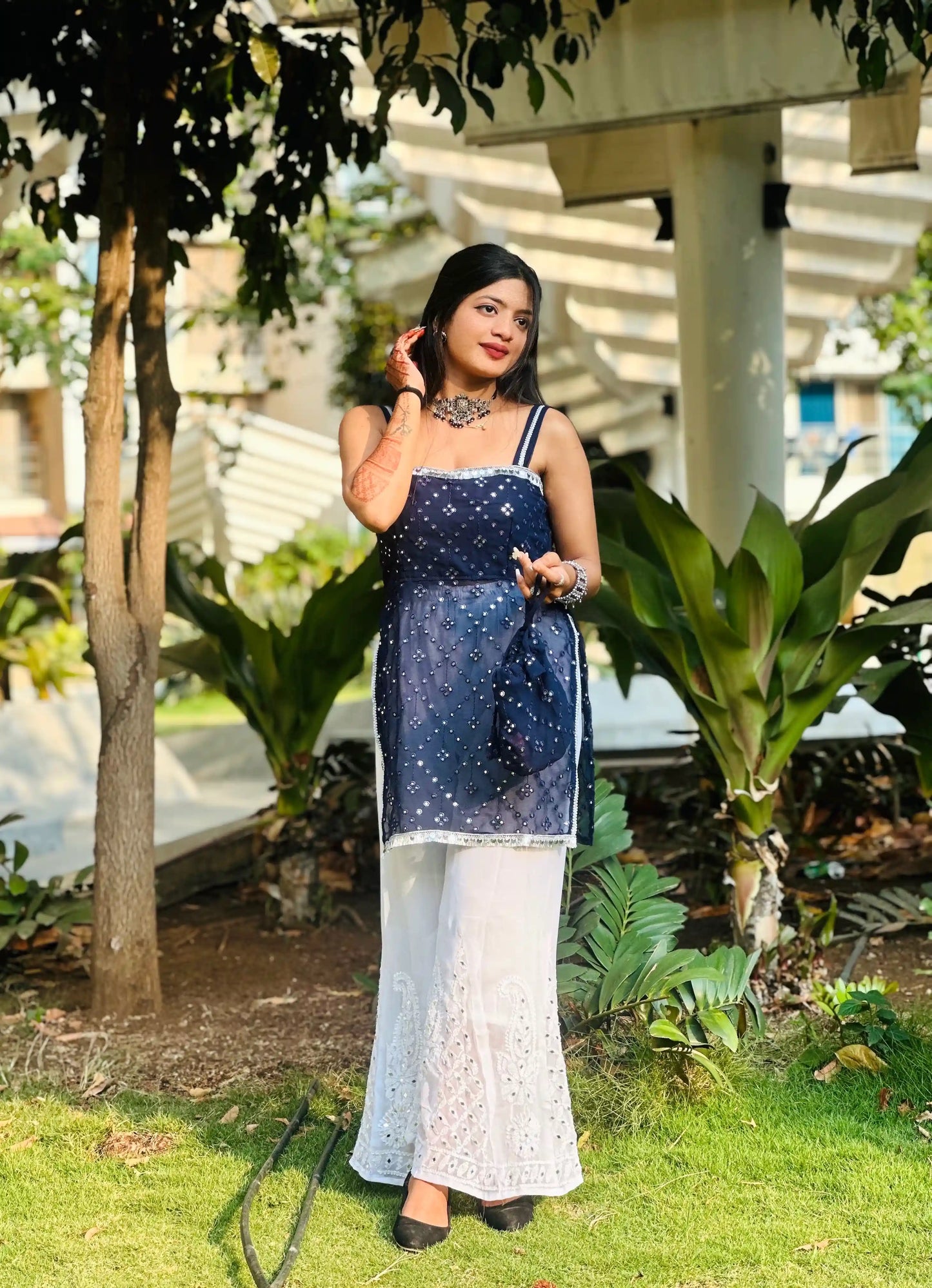 Blink Blue Embroidered Gulnaz Kurta
