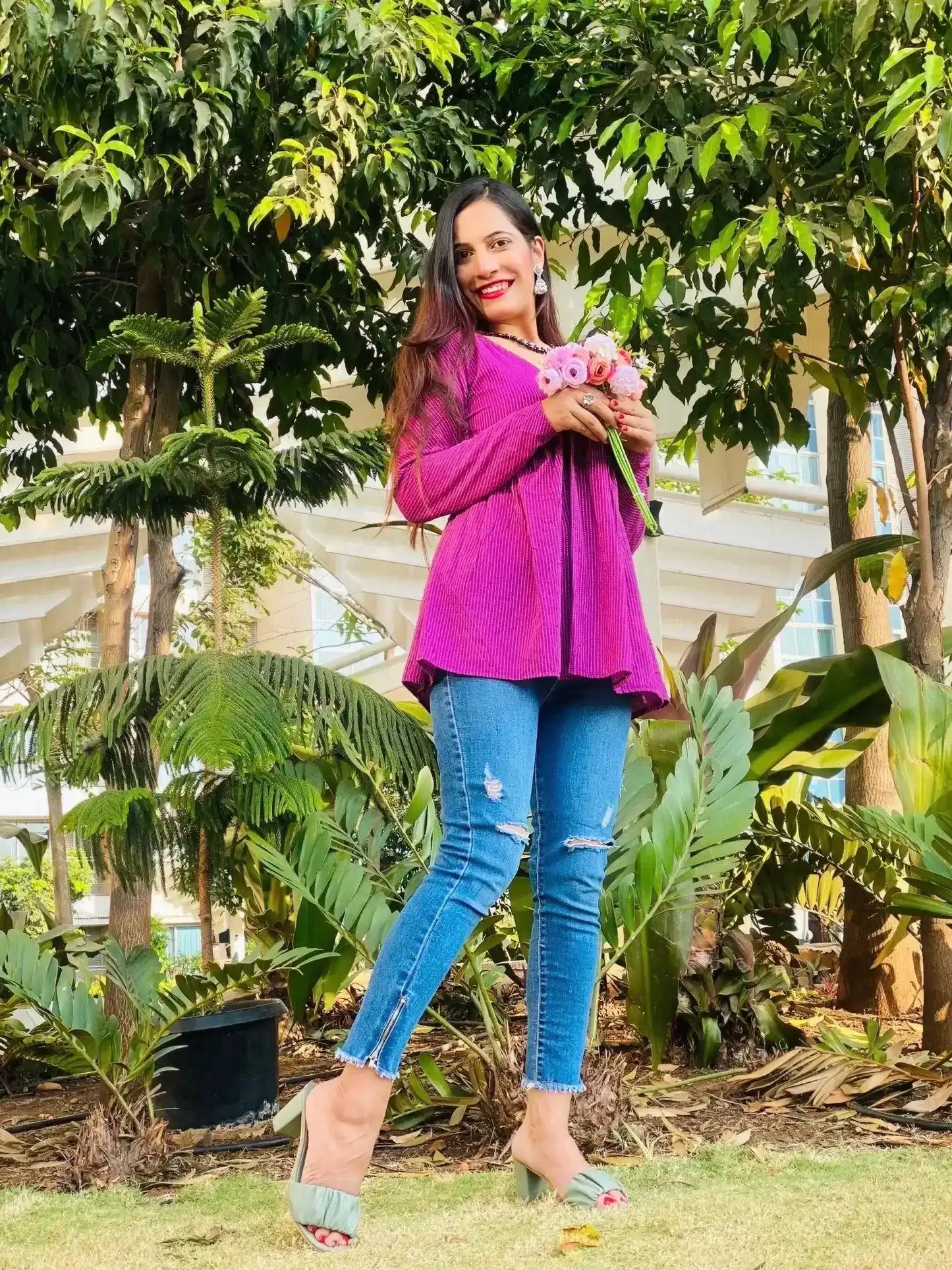 Blush MulMul Gulnaz Peplum Top - Passion for Fashion by Shivani