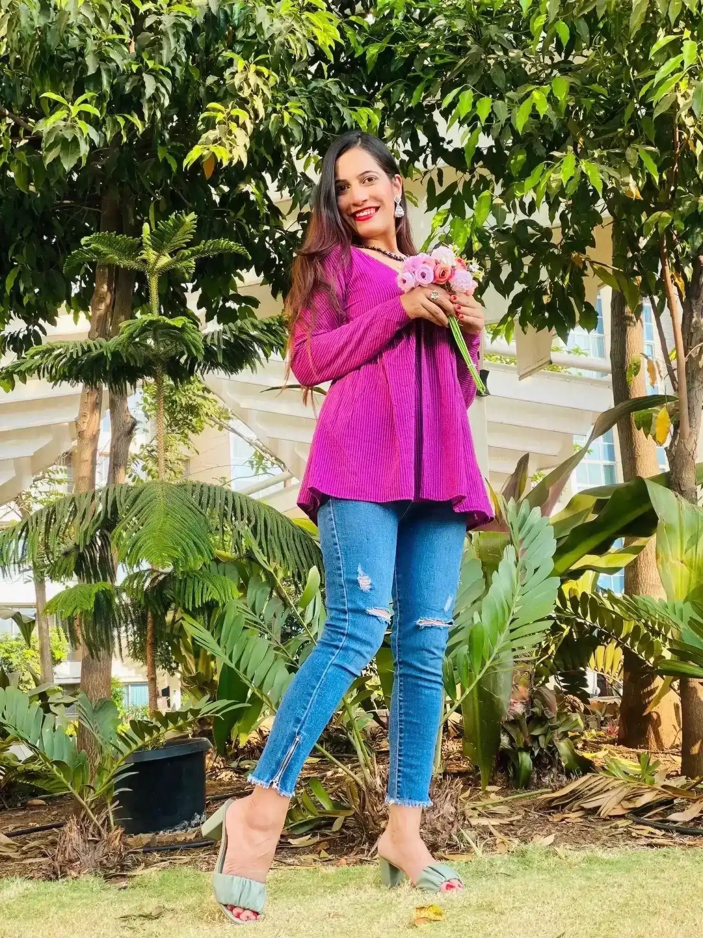 Blush MulMul Gulnaz Peplum Top - Passion for Fashion by Shivani