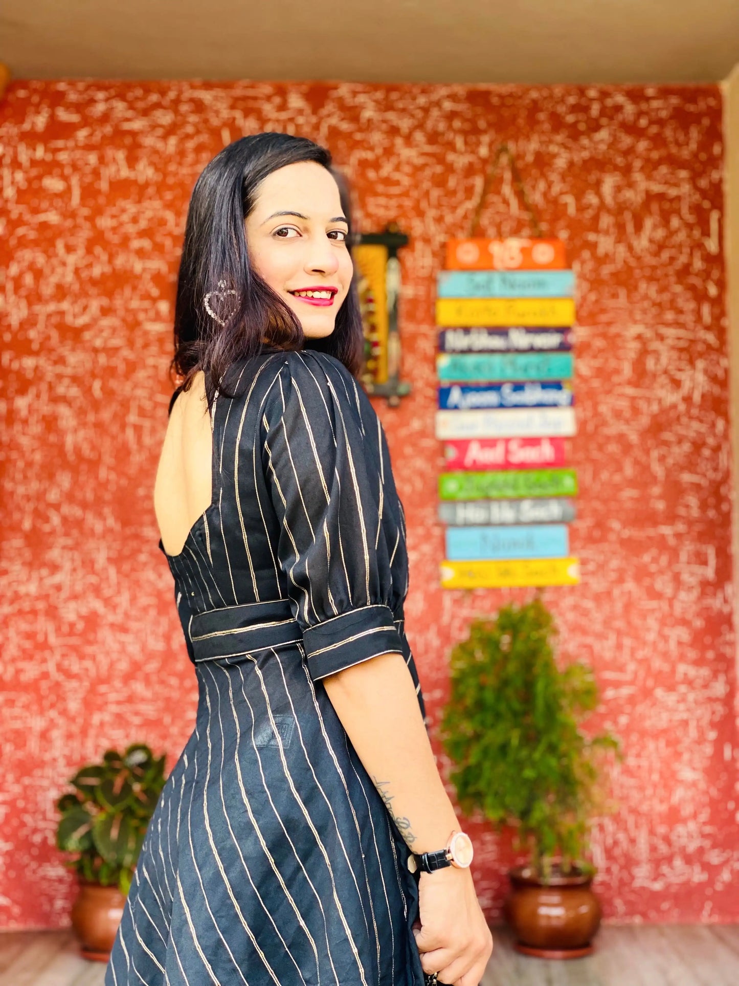 Smoky Black Gulnaz Peplum Top