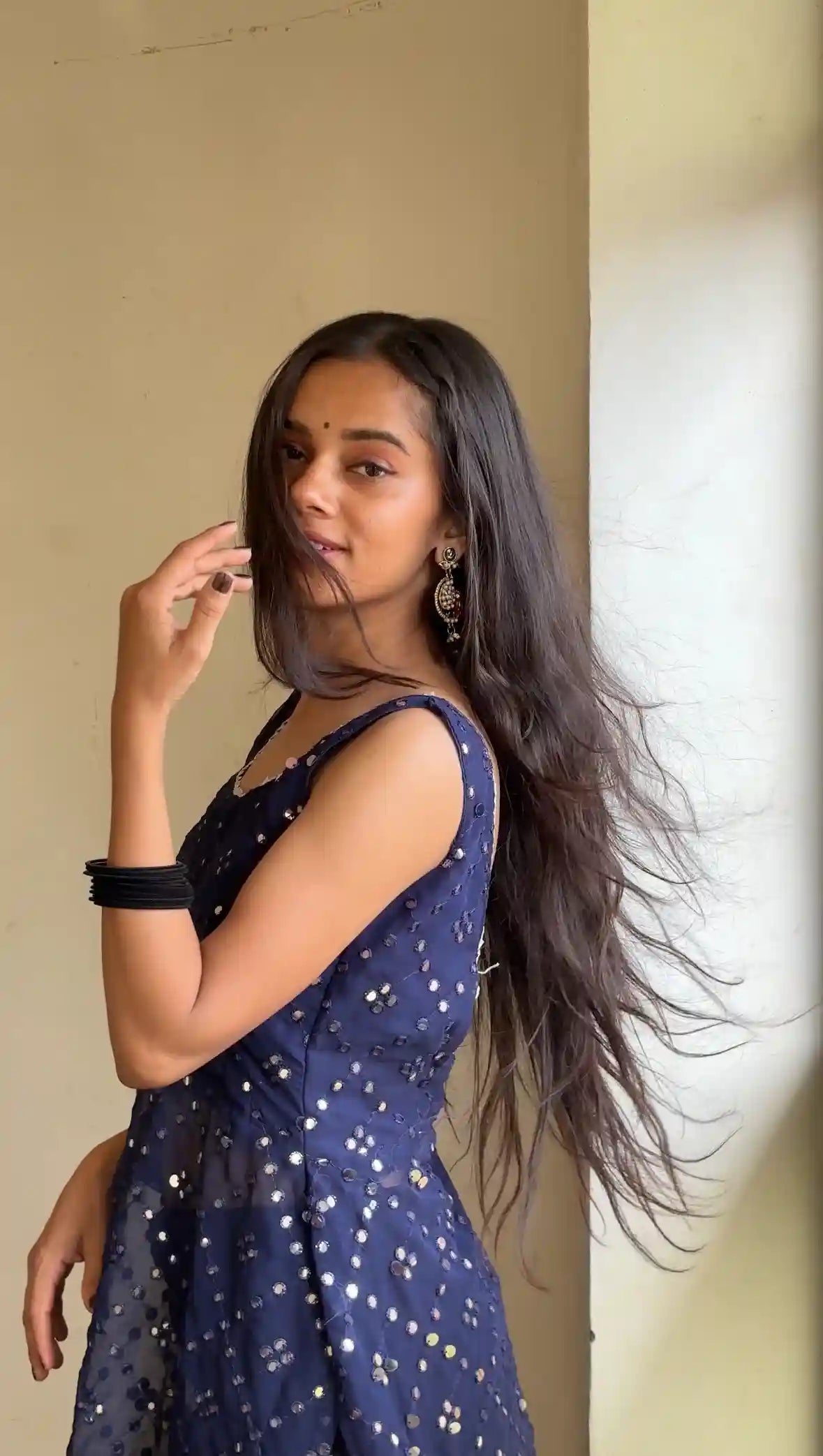 Pinal’s Blue Mirror Gulnaz Kurta - Passion for Fashion by Shivani
