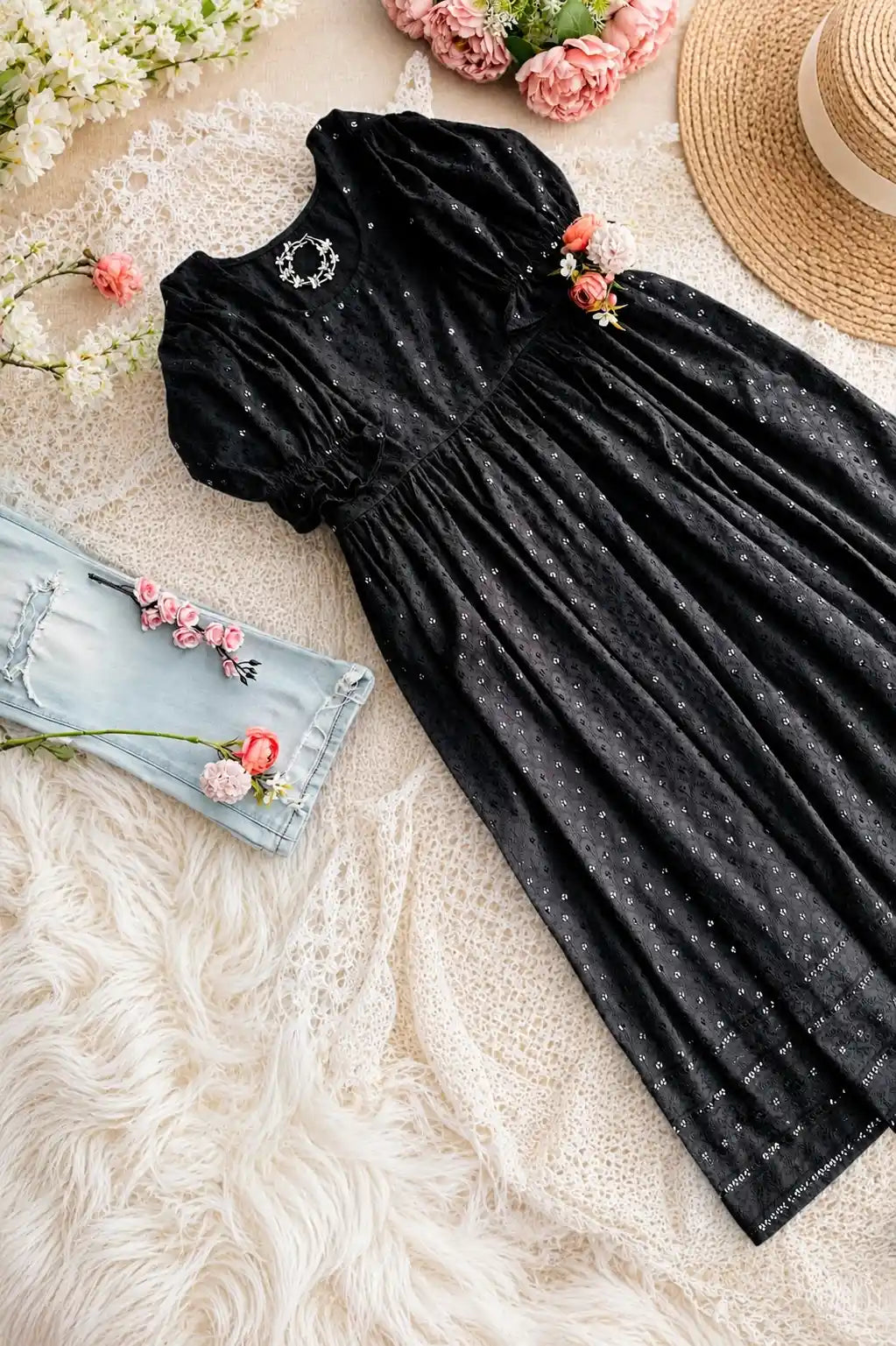 Dusky Black Sequence Gulnaz Kurta