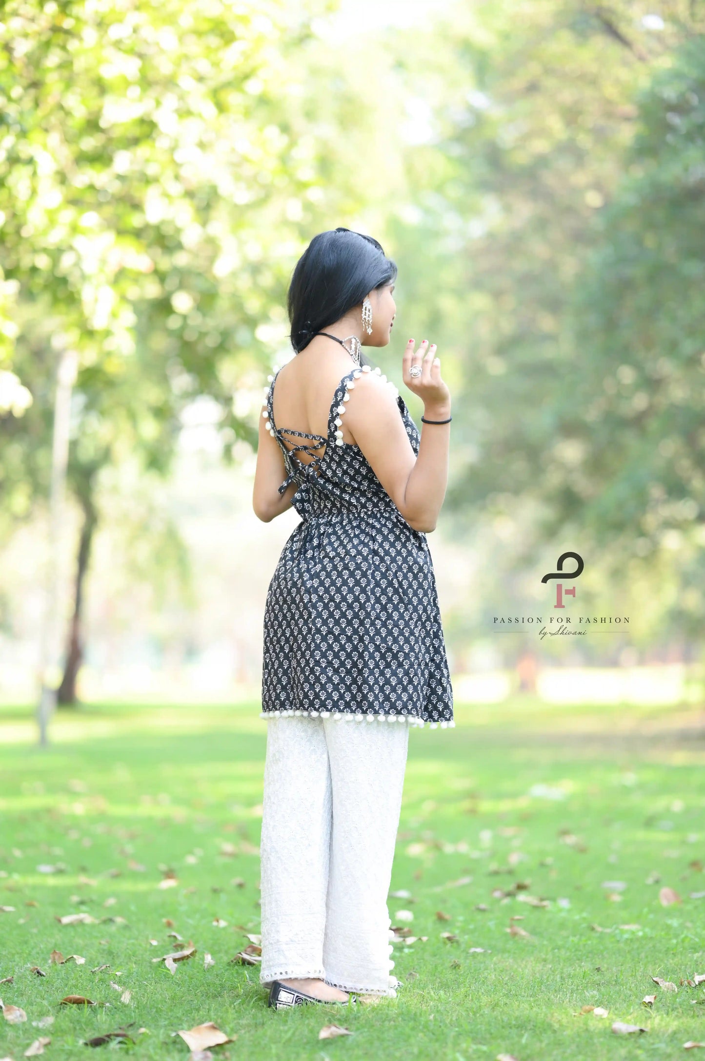 Block Black Hand Printed Peplum