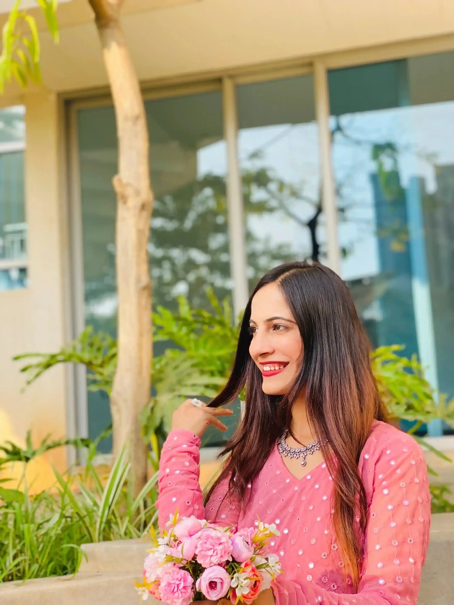 Tint Peach Mirror Gulnaz Kurta - Passion for Fashion by Shivani