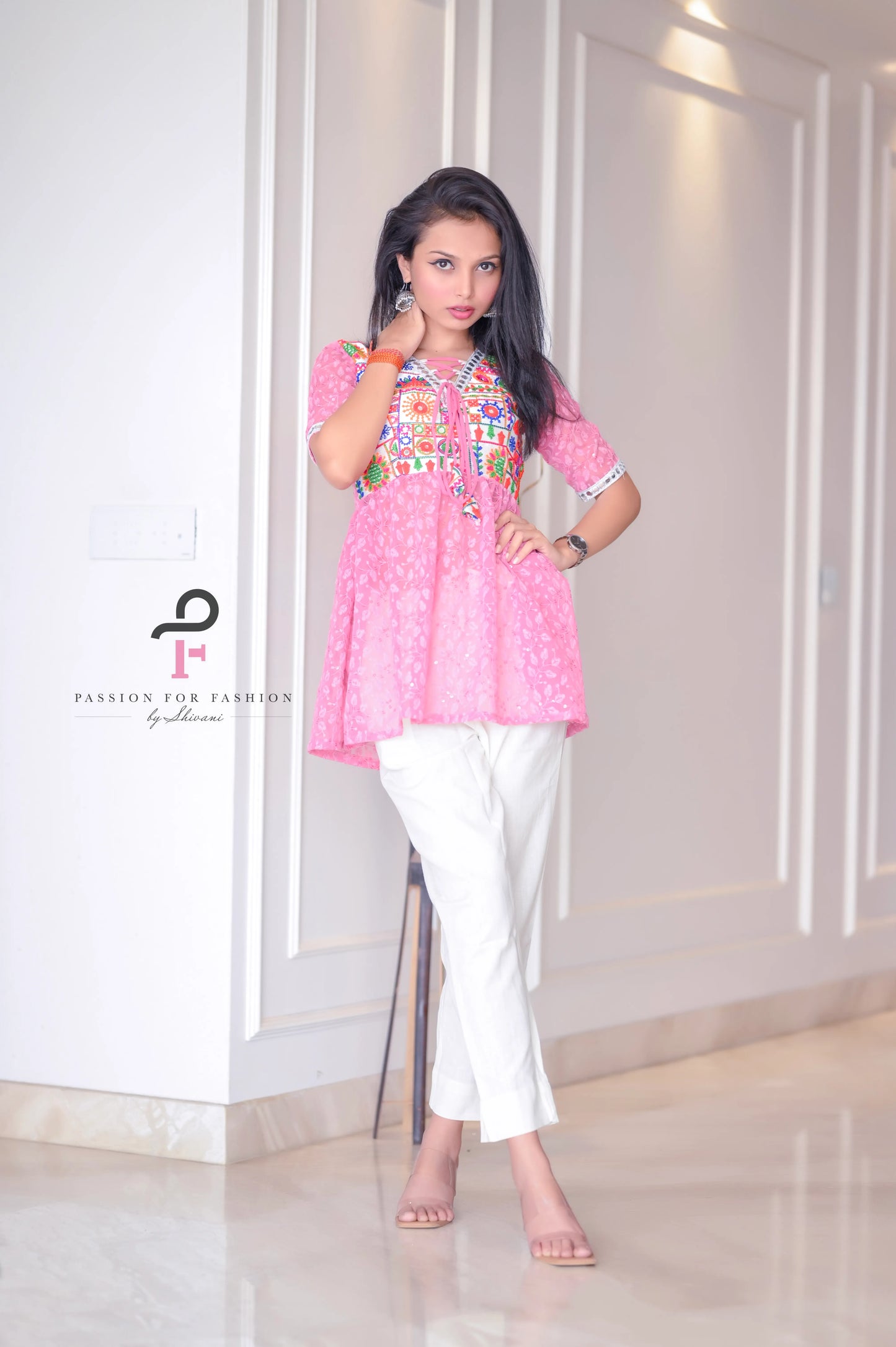 Daisy Peach Embroidered Peplum Top