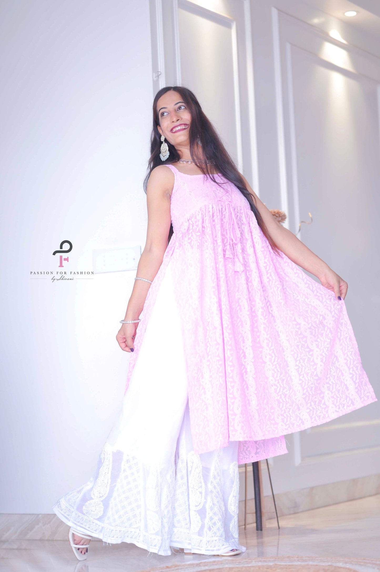 Blush Pink Dori Gulnaz Embroidered Kurta