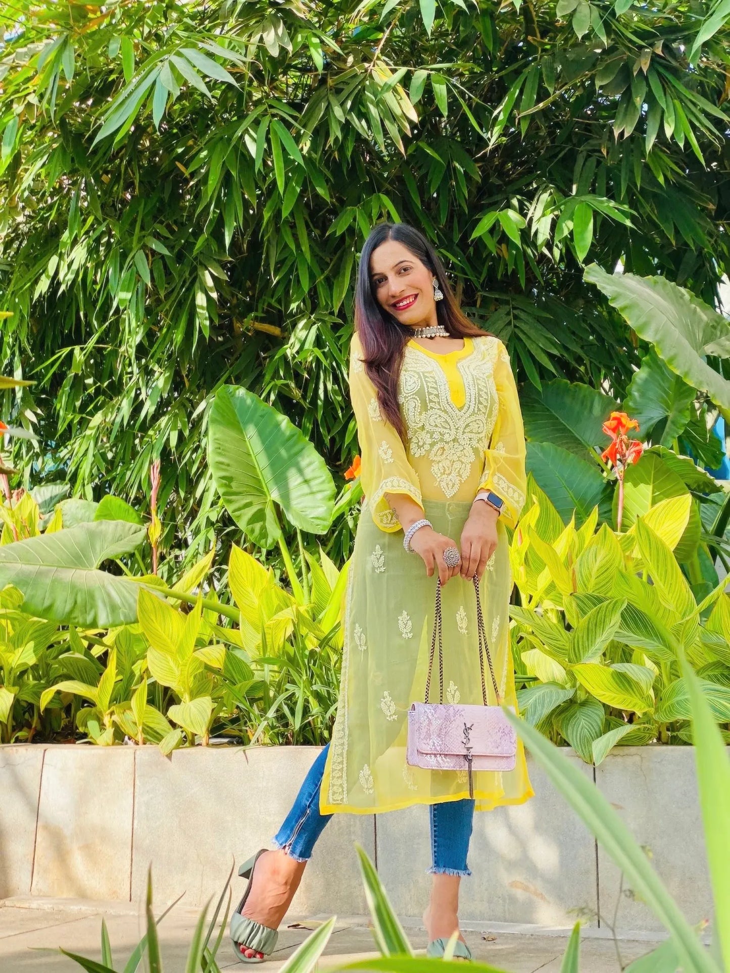 Sunflower Yellow Noor Chikan Kurta