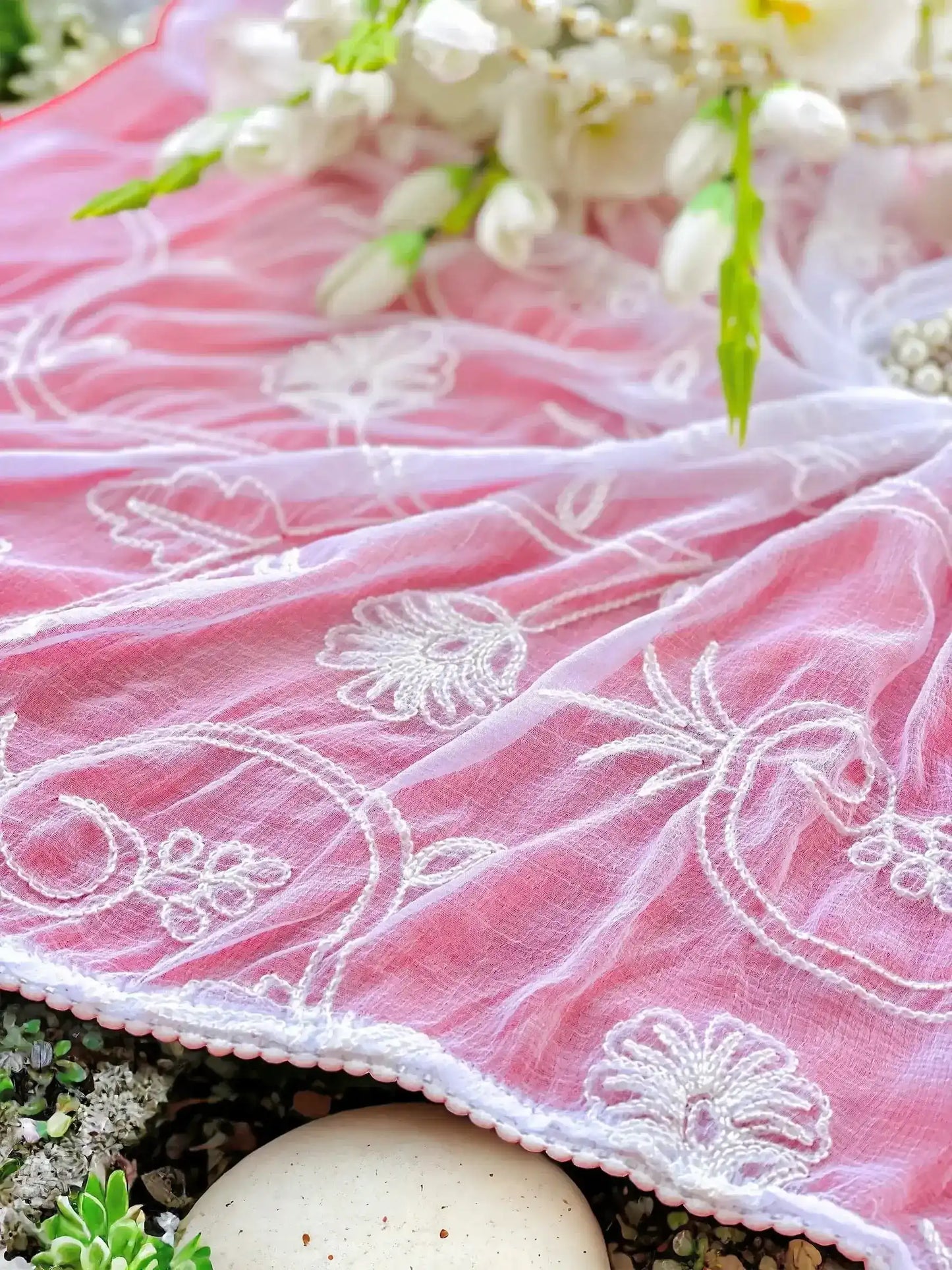 Naira Chiffon Chikankari Embroidered Dupatta - Passion for Fashion by Shivani