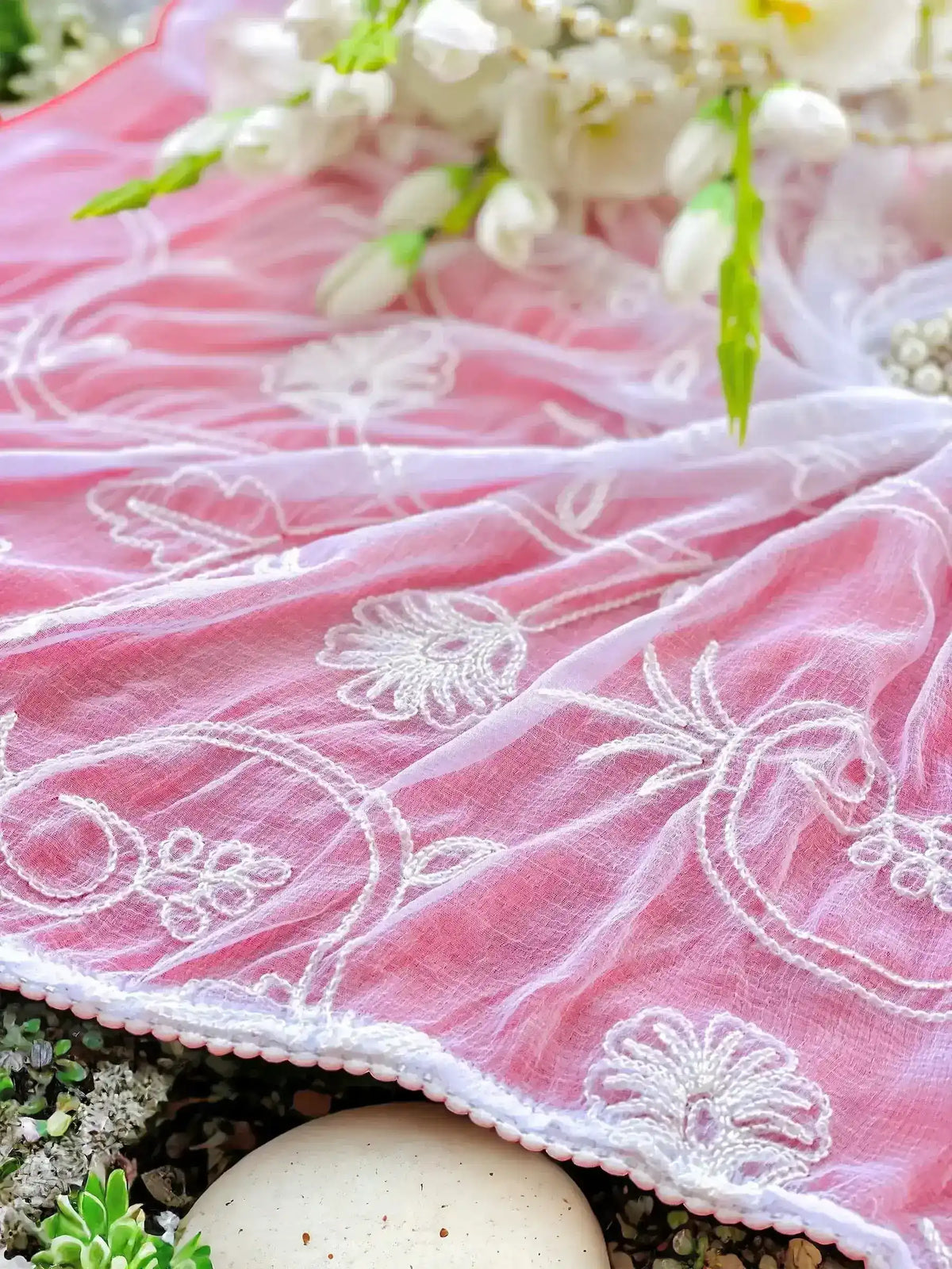 Naira Chiffon Chikankari Embroidered Dupatta - Passion for Fashion by Shivani