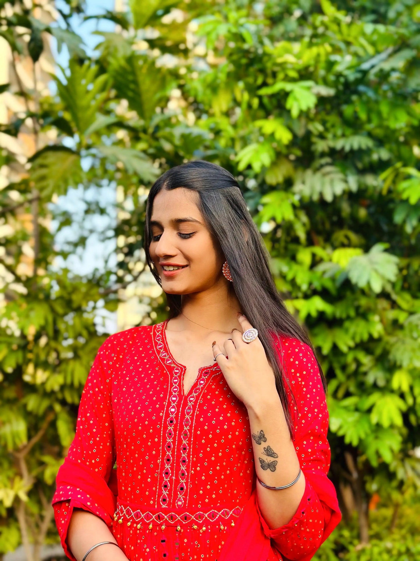 Hot Pink Bandhej Print Meher Suit Set