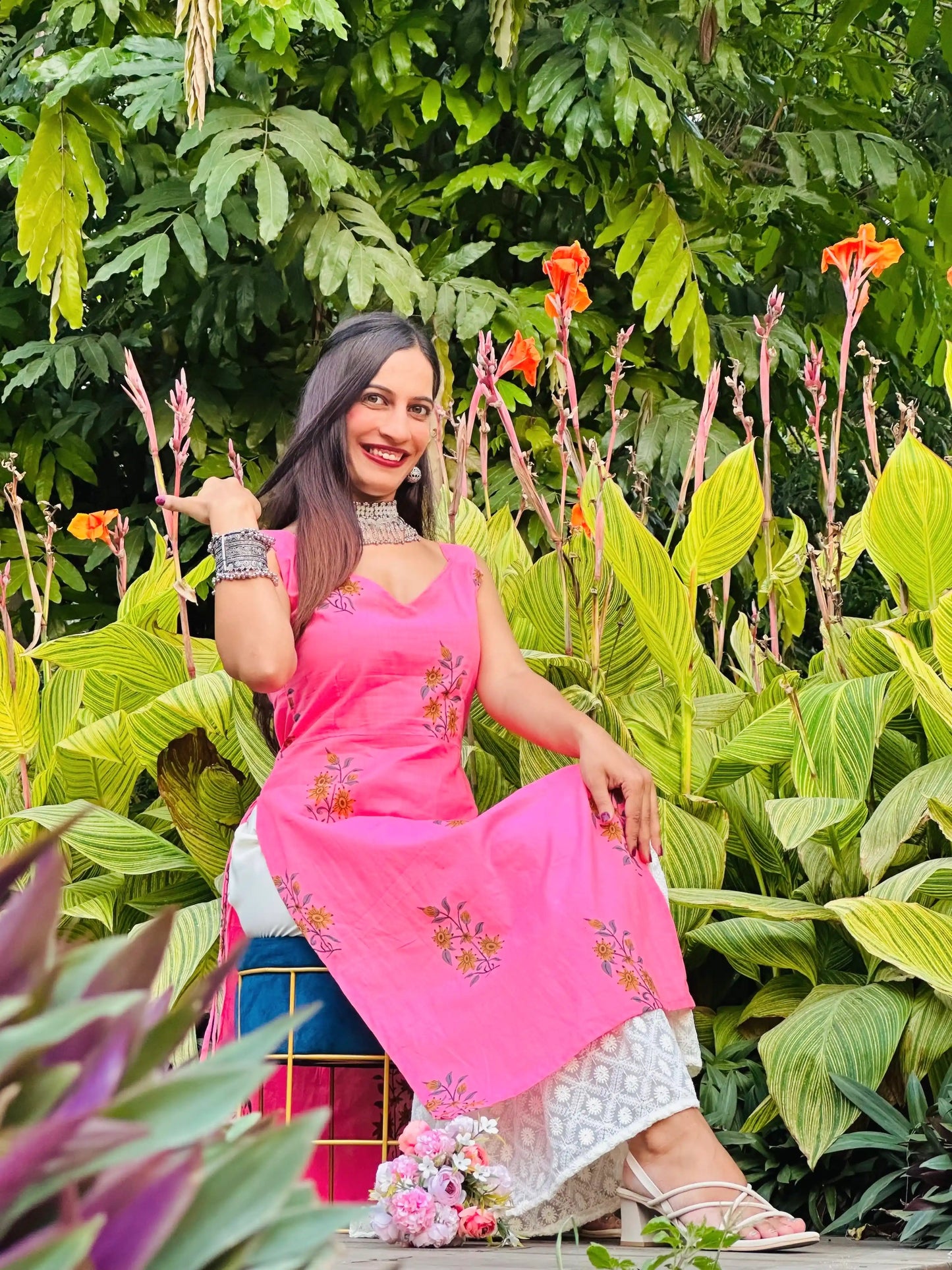 The Pink Block Print Rangriti Budget Kurta
