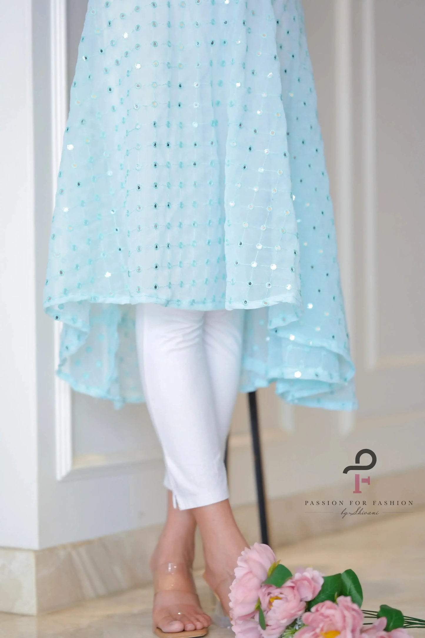 Dreamy Iris Blue Gulnaz Anarkali - Passion for Fashion by Shivani