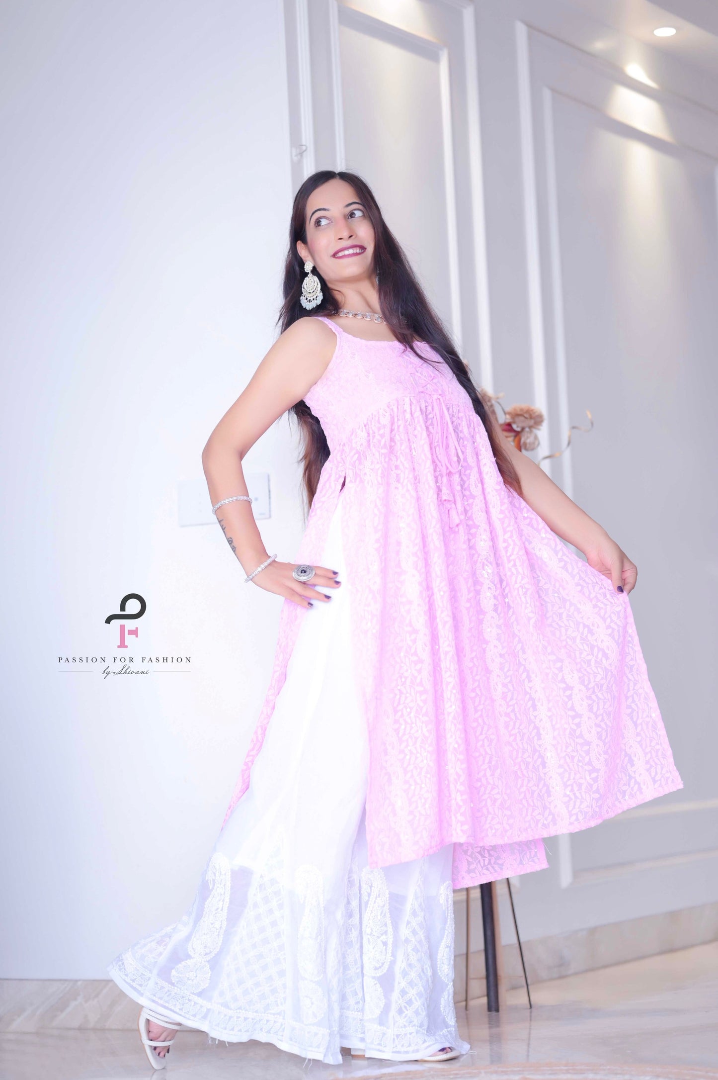 Blush Pink Dori Gulnaz Embroidered Kurta