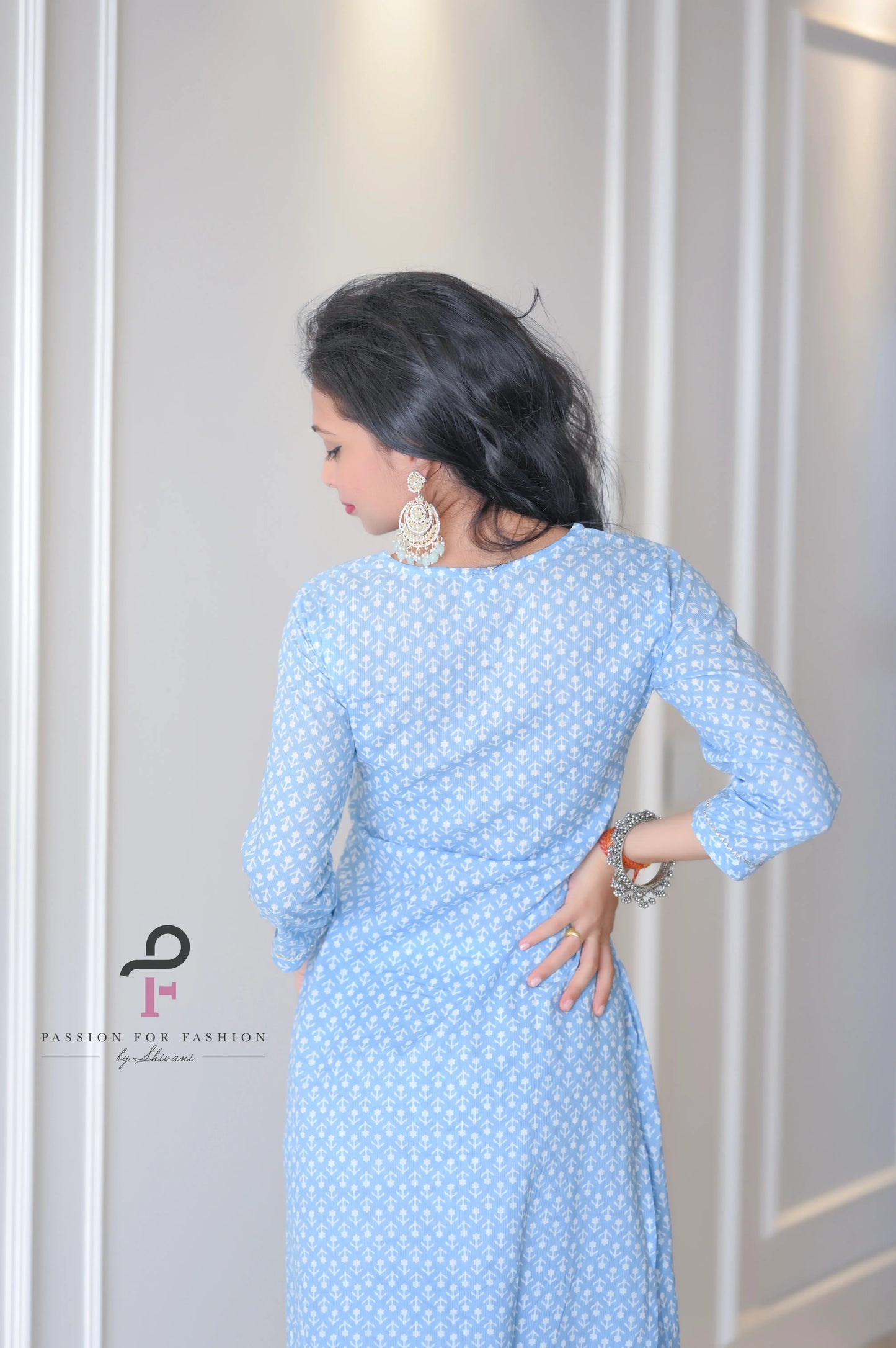 Block Blue Meher Embroidered Suit Set - Passion for Fashion by Shivani