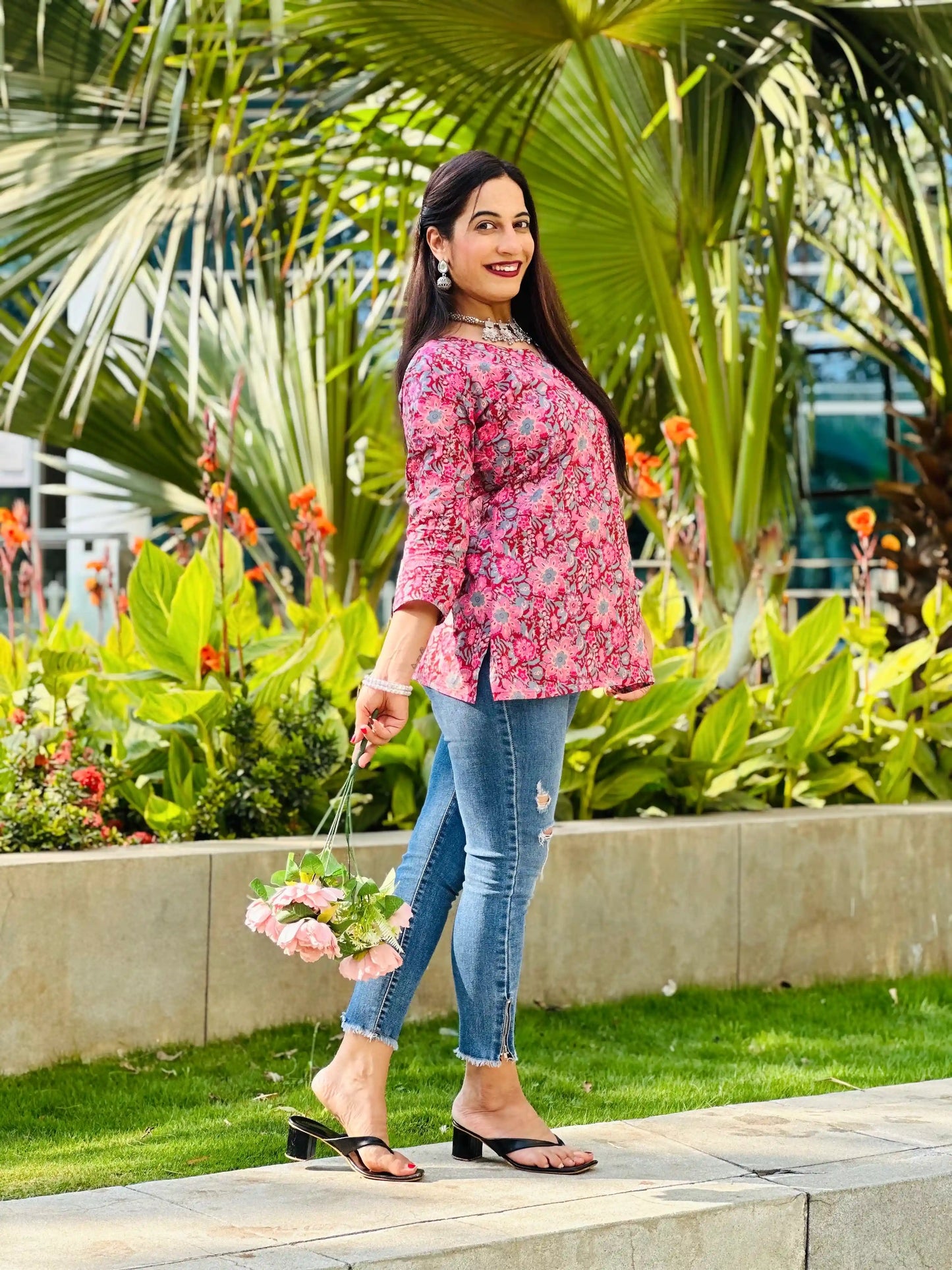 Gulabi Jaipuri Hand Printed Kurta