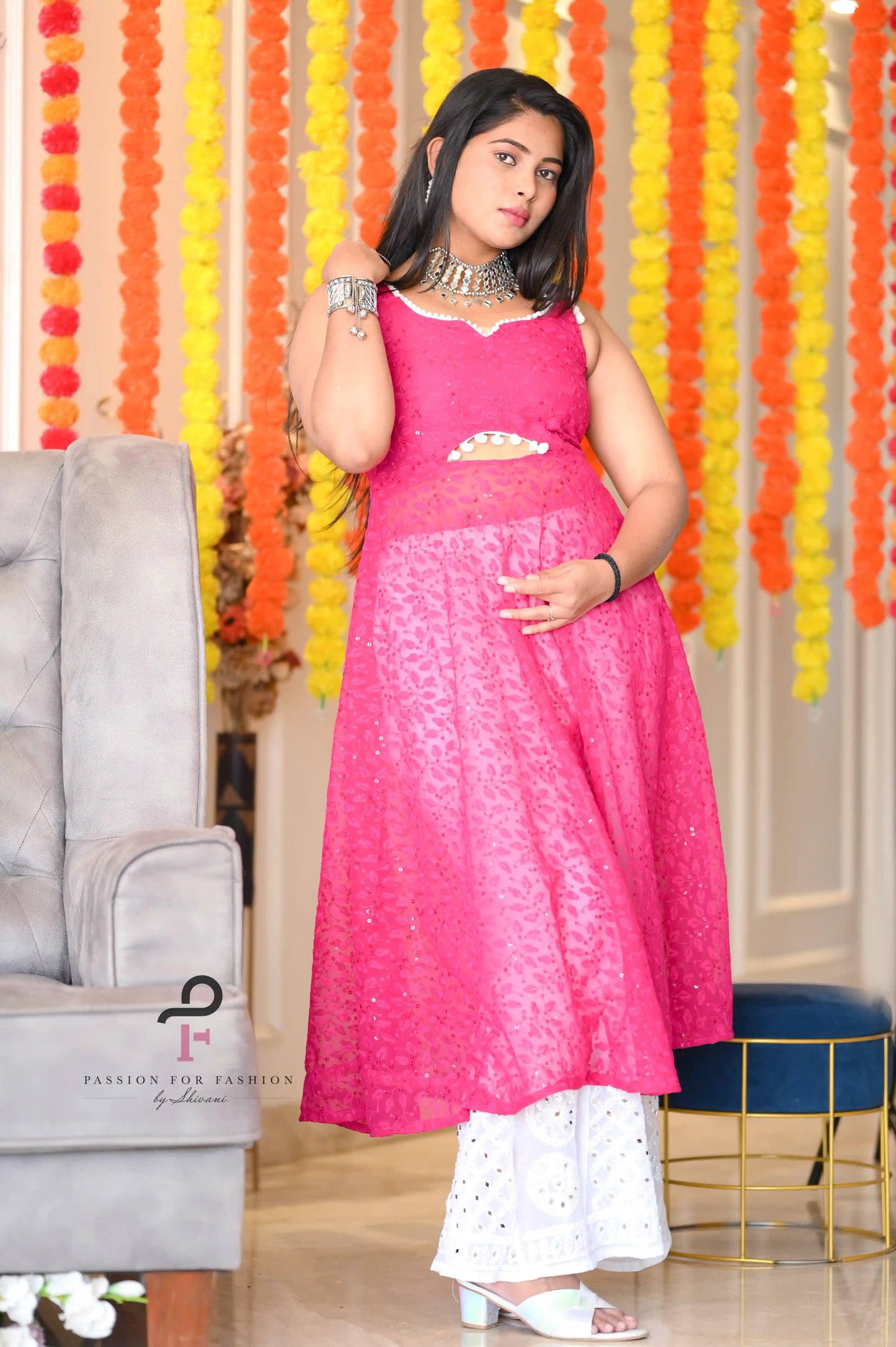 Blush Pink Embroidered Gulnaz Anarkali - Passion for Fashion by Shivani